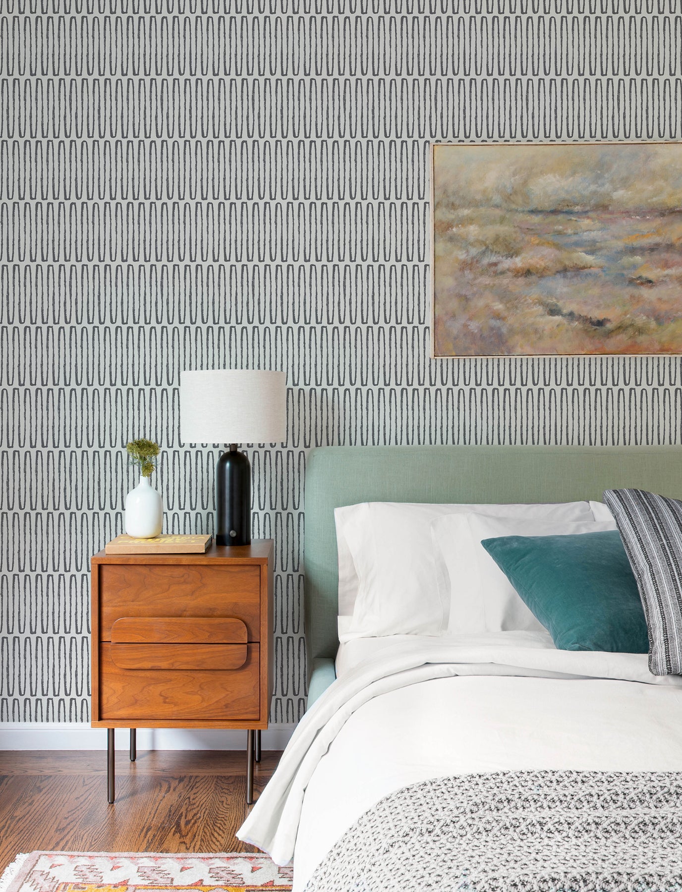 lars-charcoal-retro-wave-wallpaper-york-wallcoverings-4197-26501 - York Wallcoverings Wallpaper