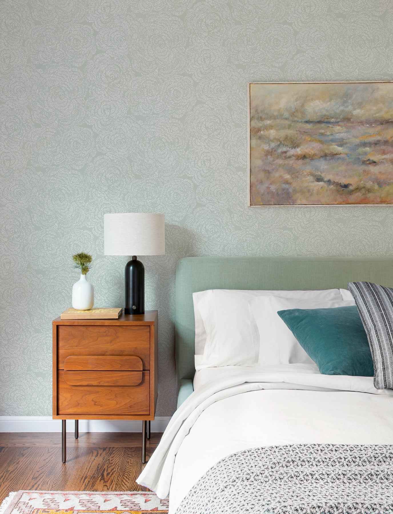 Ambroise Seafoam Abstract Floral Wallpaper - York Wallcoverings - 4197-27851 - York Wallcoverings Wallpaper