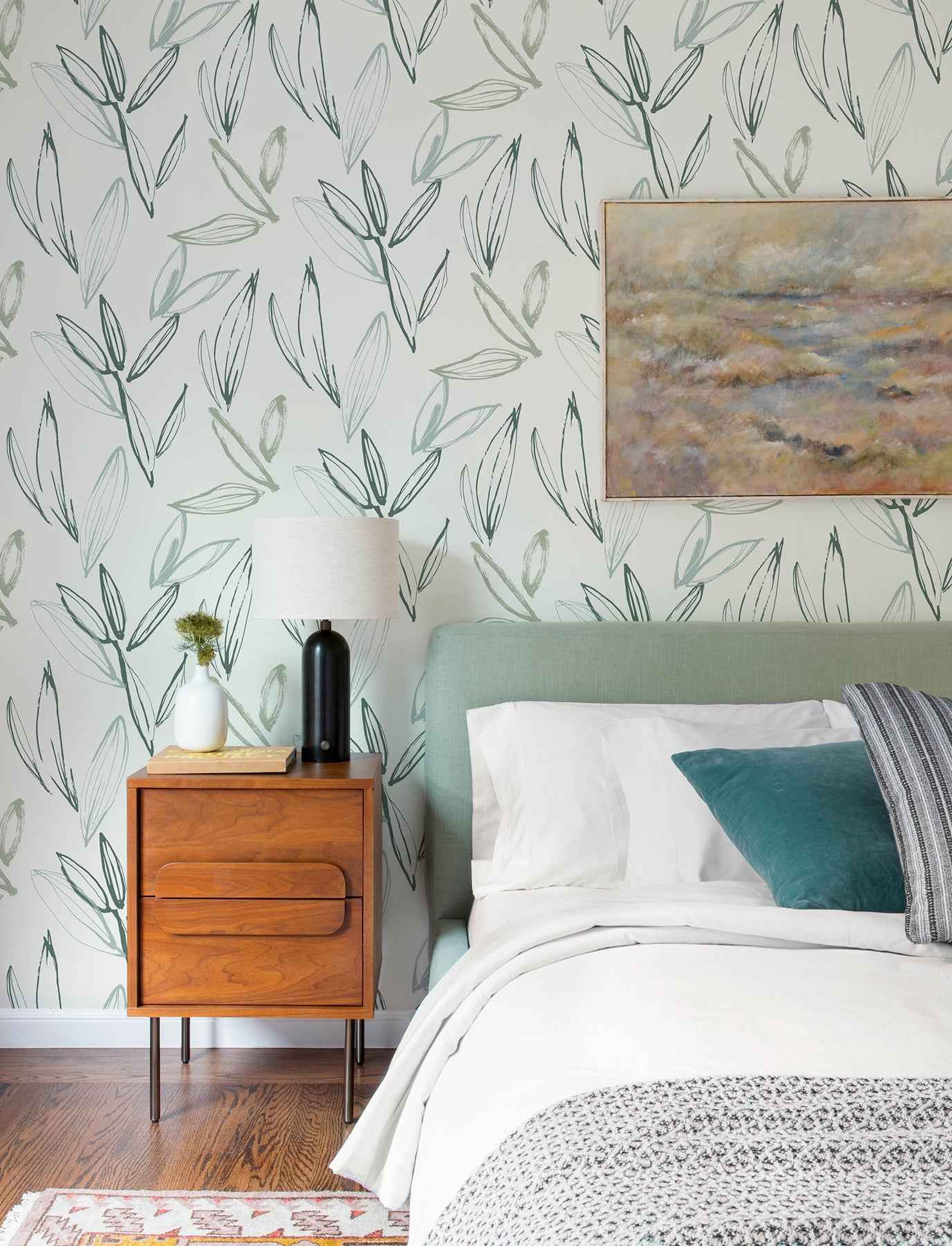 Kenia Green Leaf Toss Wallpaper - York Wallcoverings - 4197-27856 - York Wallcoverings Wallpaper