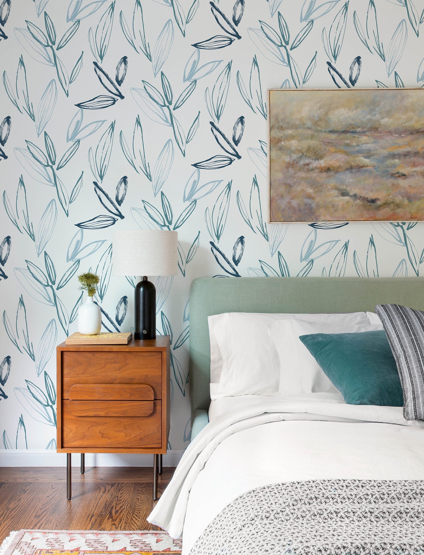 kenia-blue-leaf-toss-wallpaper-york-wallcoverings-4197-27857 - York Wallpaper Wallpaper