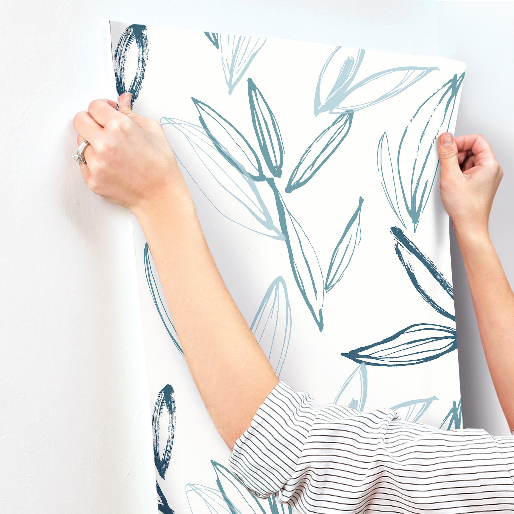 kenia-blue-leaf-toss-wallpaper-york-wallcoverings-4197-27857 - York Wallpaper Wallpaper
