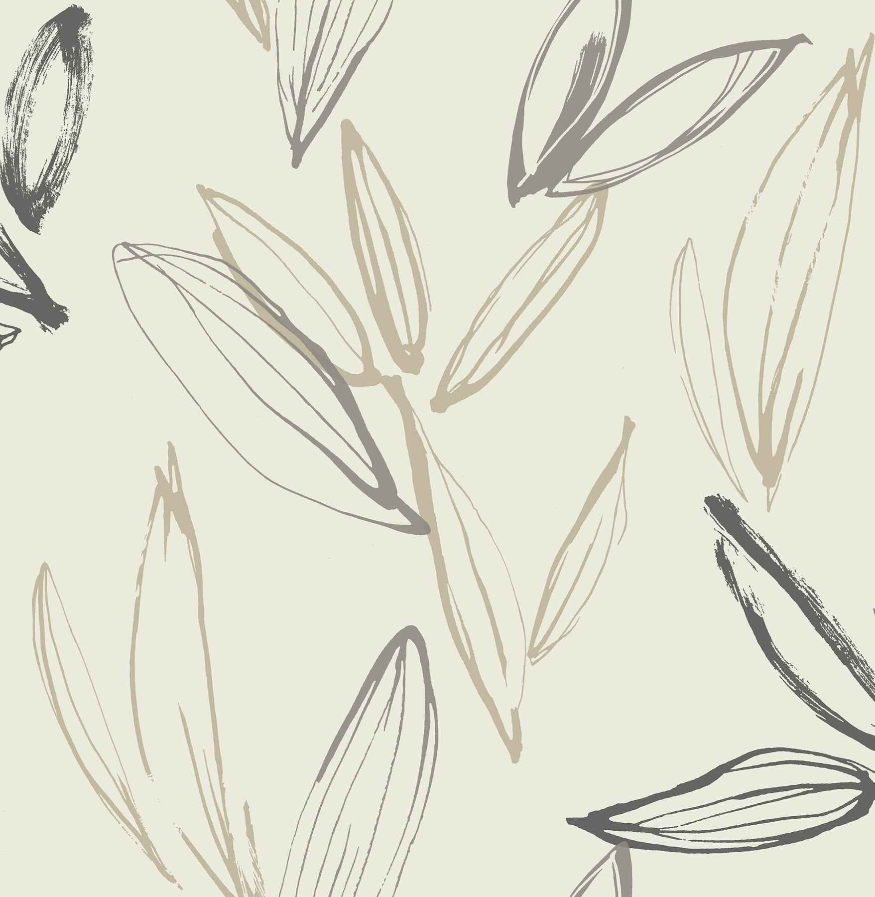 Kenia Neutral Leaf Toss Wallpaper - York Wallcoverings - 4197-27859 - York Wallcoverings Wallpaper