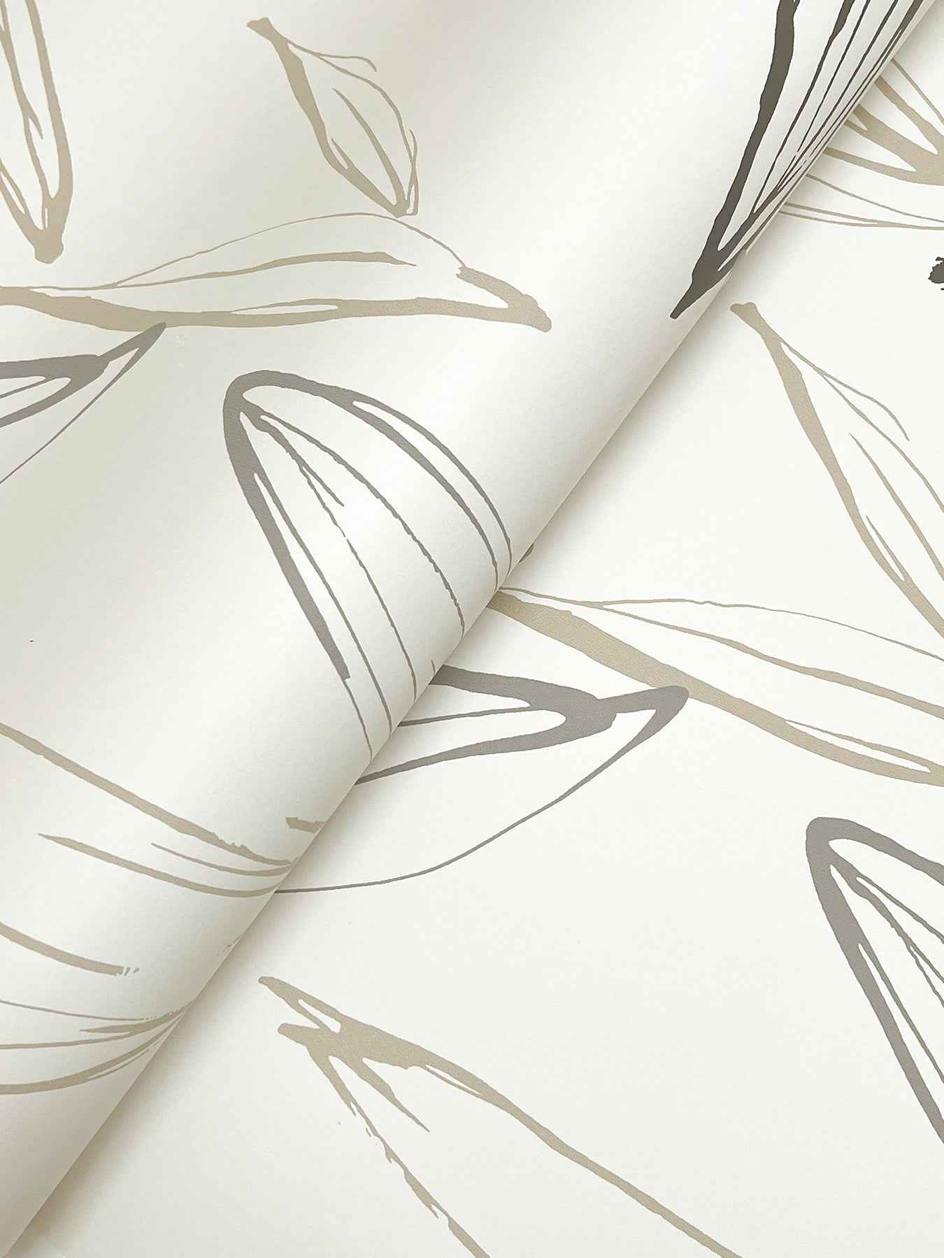 Kenia Neutral Leaf Toss Wallpaper - York Wallcoverings - 4197-27859 - York Wallcoverings Wallpaper