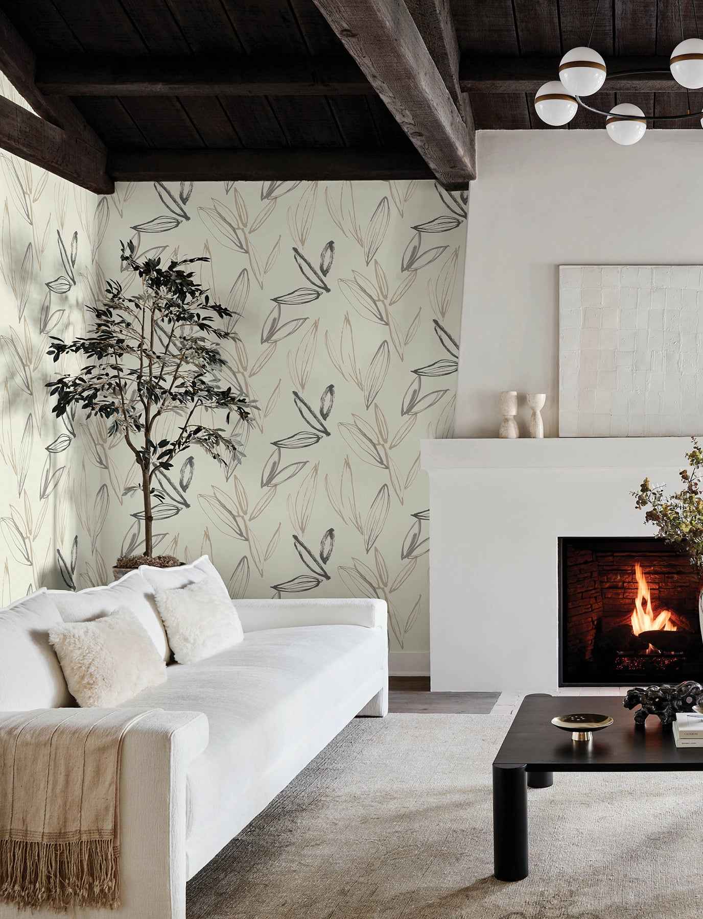 Kenia Neutral Leaf Toss Wallpaper - York Wallcoverings - 4197-27859 - York Wallcoverings Wallpaper