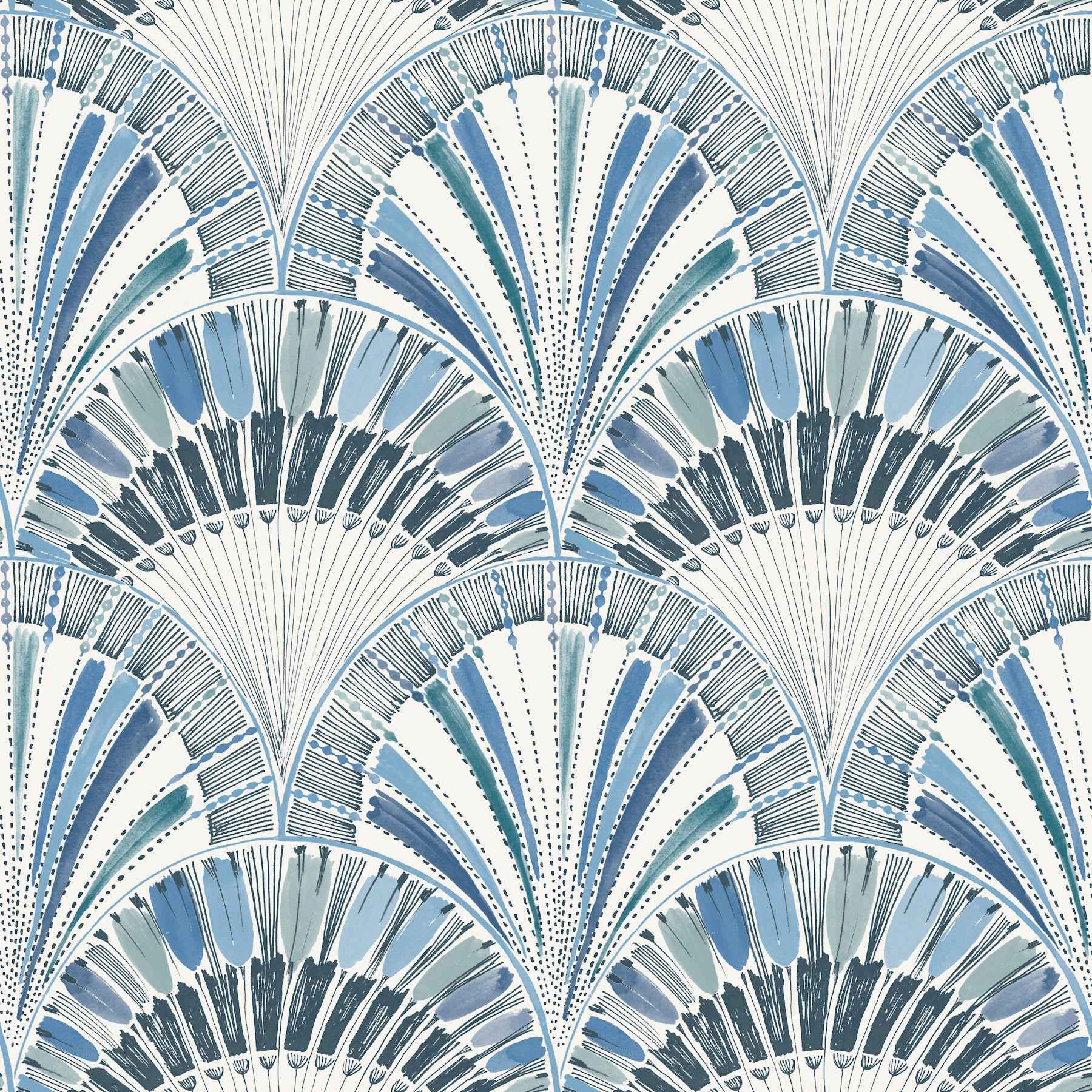 Myla Blue Fanning Reeds Wallpaper - York Wallcoverings - 4197-27861 - York Wallcoverings Wallpaper