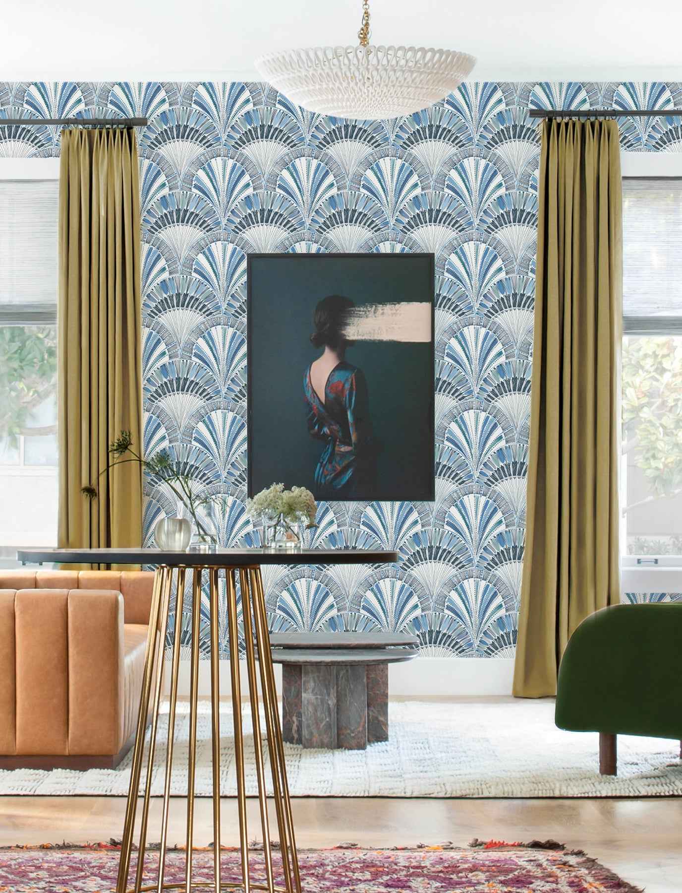 Myla Blue Fanning Reeds Wallpaper - York Wallcoverings - 4197-27861 - York Wallcoverings Wallpaper