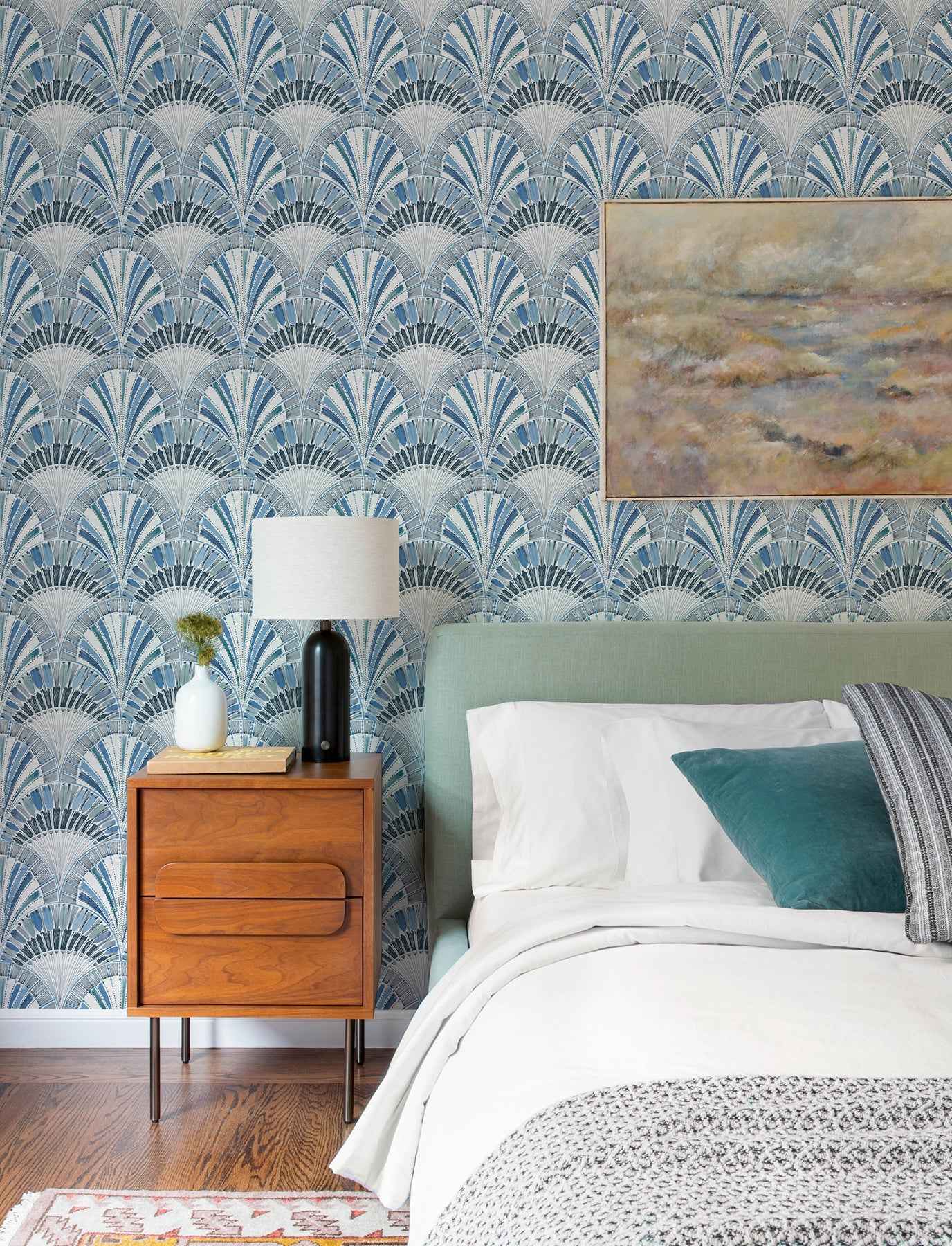 Myla Blue Fanning Reeds Wallpaper - York Wallcoverings - 4197-27861 - York Wallcoverings Wallpaper