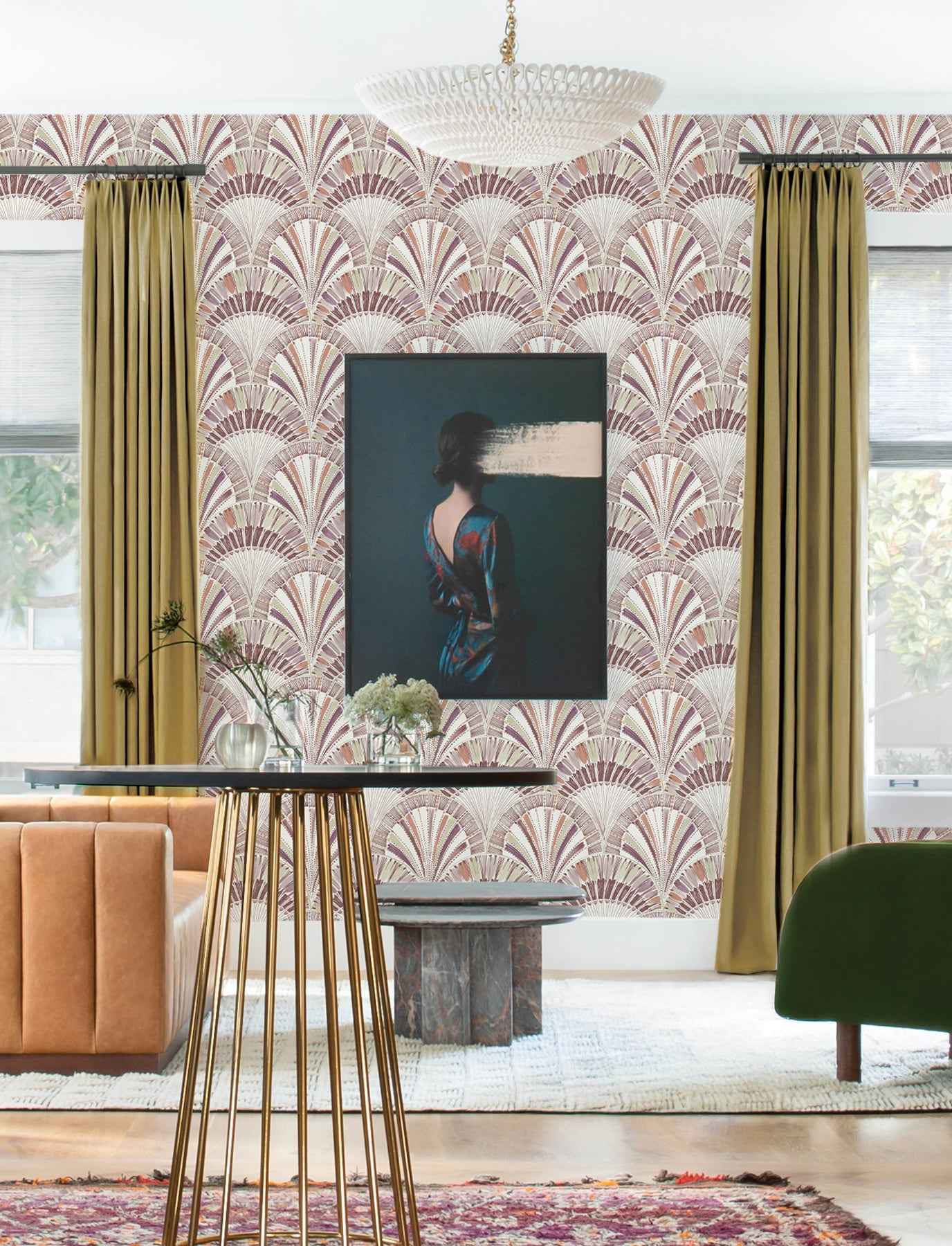 Myla Raspberry Fanning Reeds Wallpaper - York Wallcoverings - 4197-27863 - York Wallcoverings Wallpaper