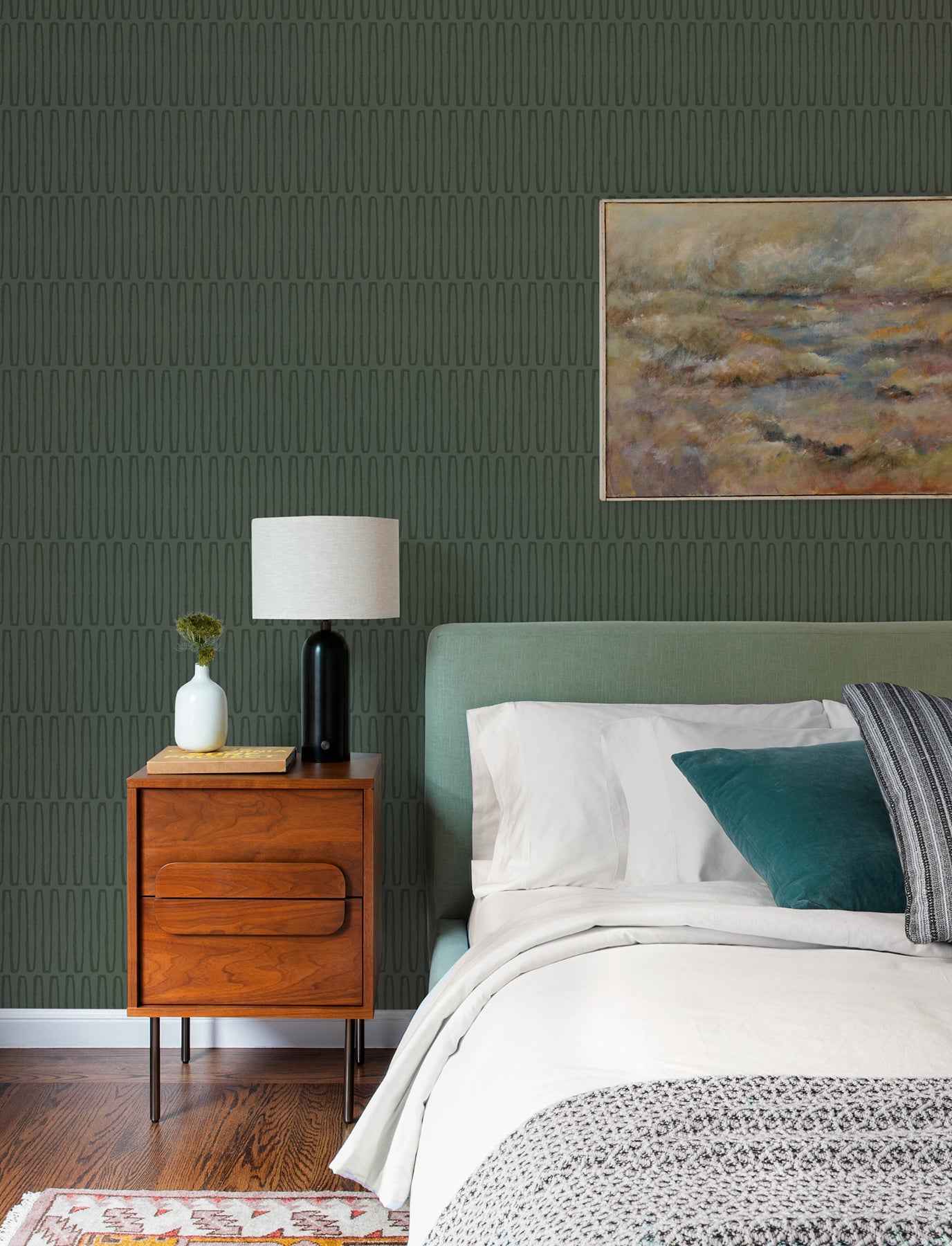 Lars Green Retro Wave Wallpaper - York Wallcoverings - 4197-27869 - York Wallcoverings Wallpaper