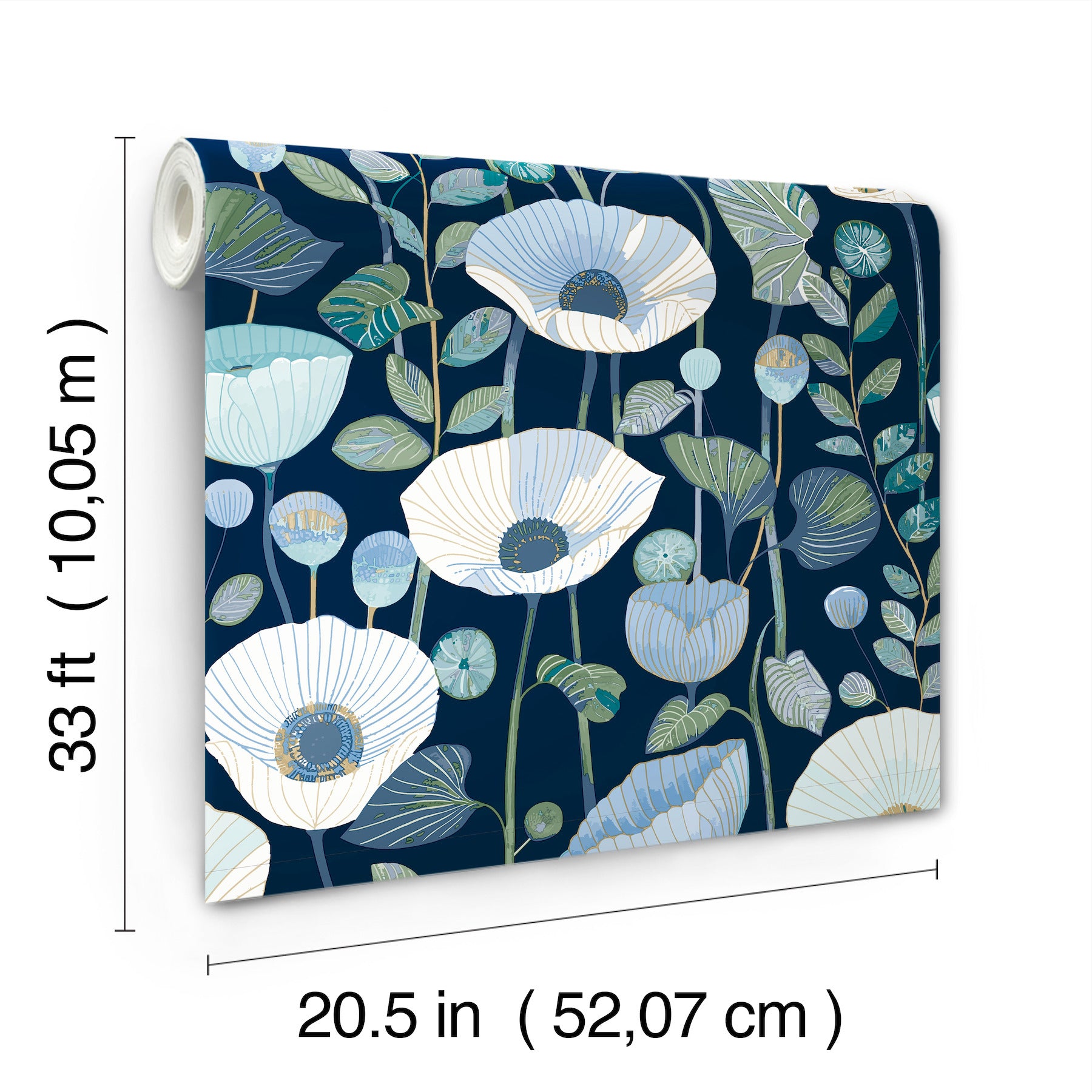 mindra-indigo-floral-trail-wallpaper-york-wallcoverings-4197-27871 - York Wallcoverings Wallpaper