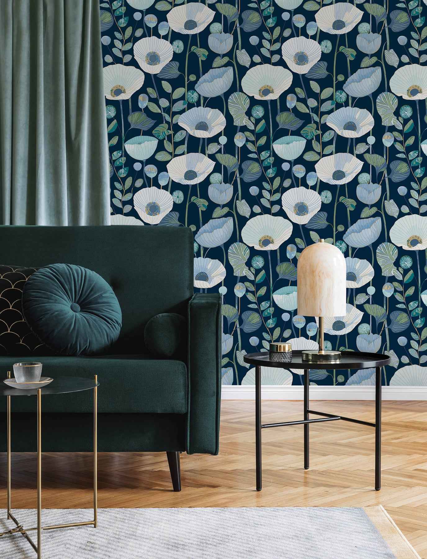 Mindra Indigo Floral Trail Wallpaper - York Wallcoverings - 4197-27871 - York Wallcoverings Wallpaper