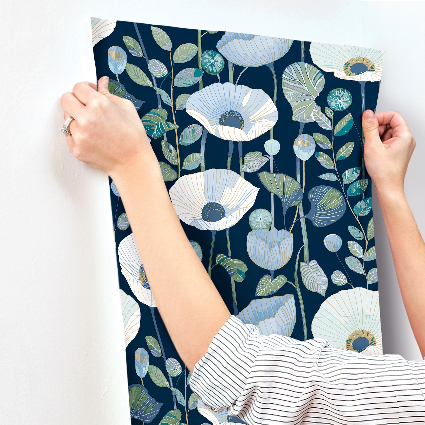 mindra-indigo-floral-trail-wallpaper-york-wallcoverings-4197-27871 - York Wallcoverings Wallpaper
