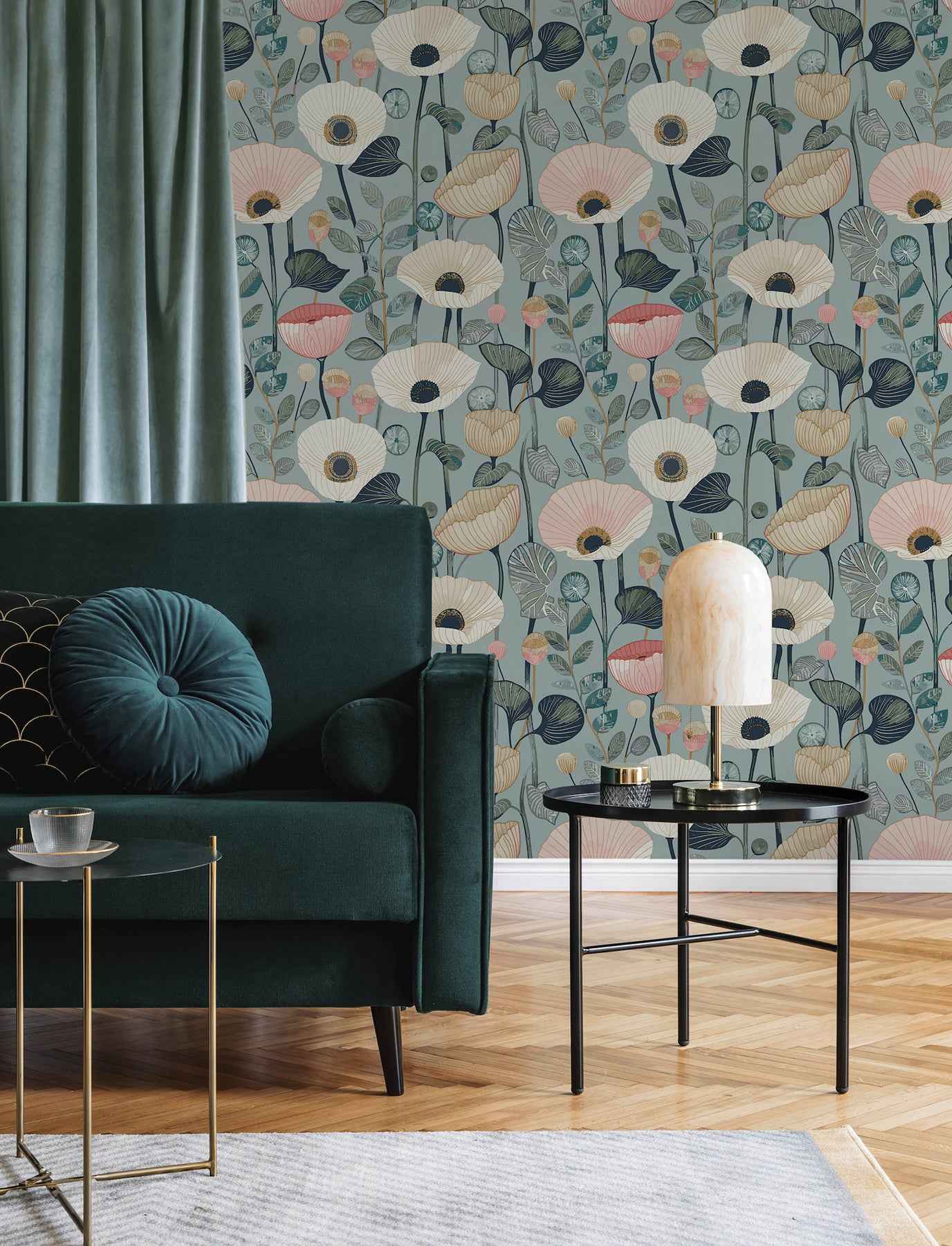 Mindra Light Blue Floral Trail Wallpaper - York Wallcoverings - 4197-27872 - York Wallcoverings Wallpaper