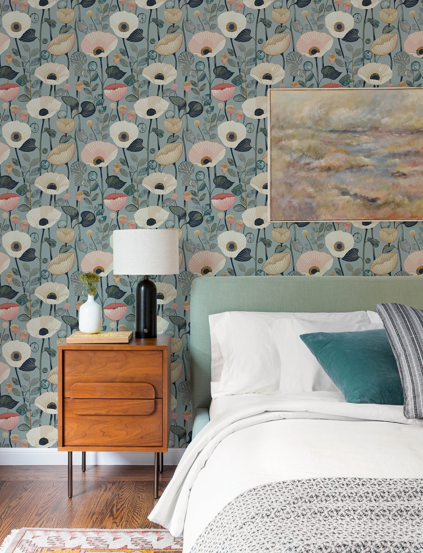 mindra-light-blue-floral-trail-wallpaper-york-wallcoverings-4197-27872 - York Wallcoverings Wallpaper