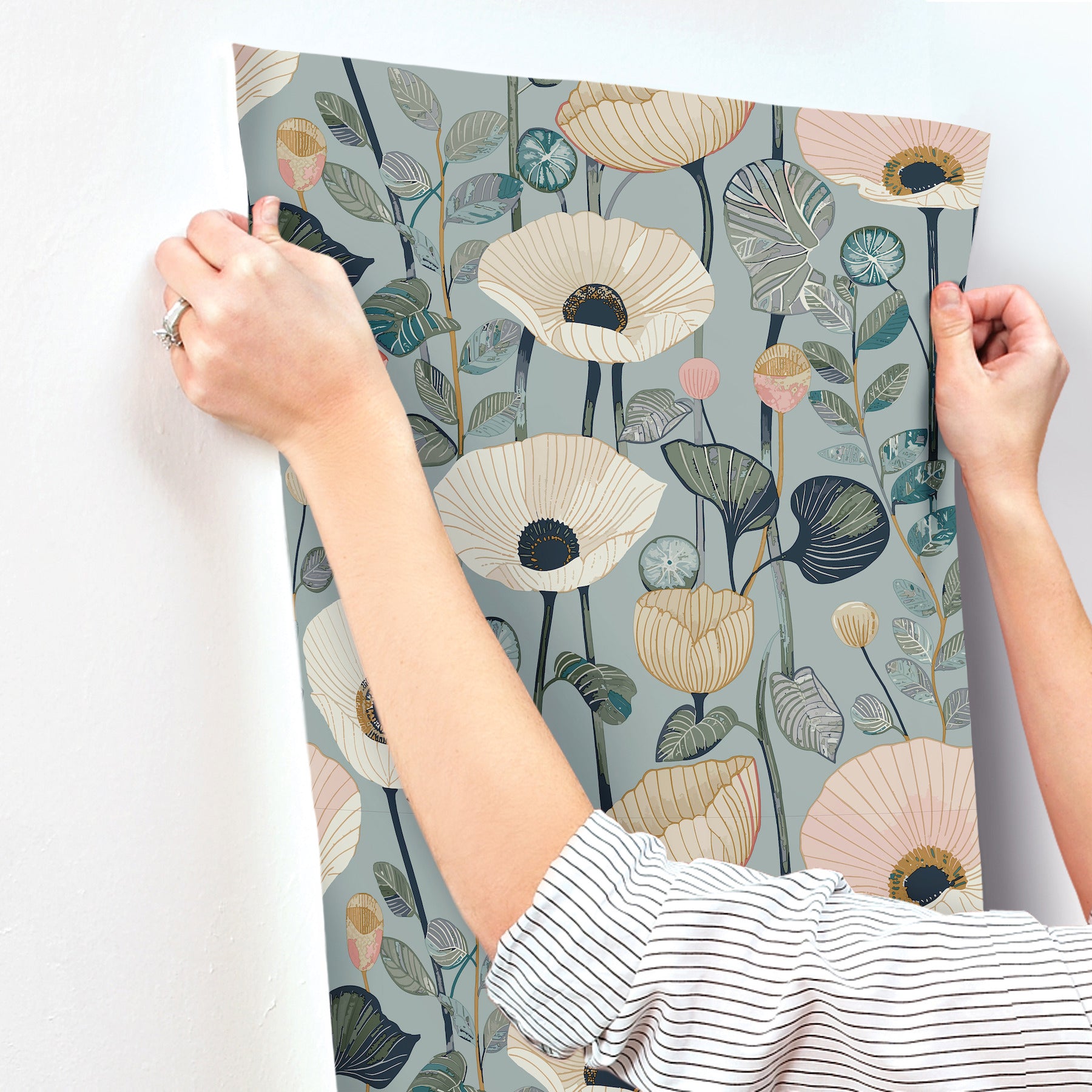 mindra-light-blue-floral-trail-wallpaper-york-wallcoverings-4197-27872 - York Wallcoverings Wallpaper