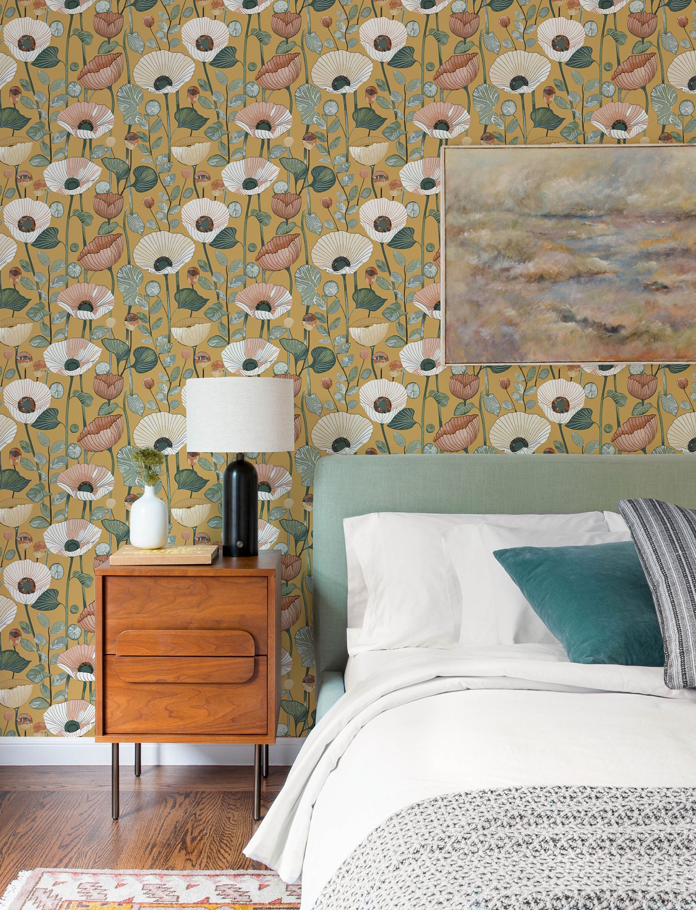 mindra-mustard-floral-trail-wallpaper-york-wallcoverings-4197-27873 - York Wallcoverings Wallpaper