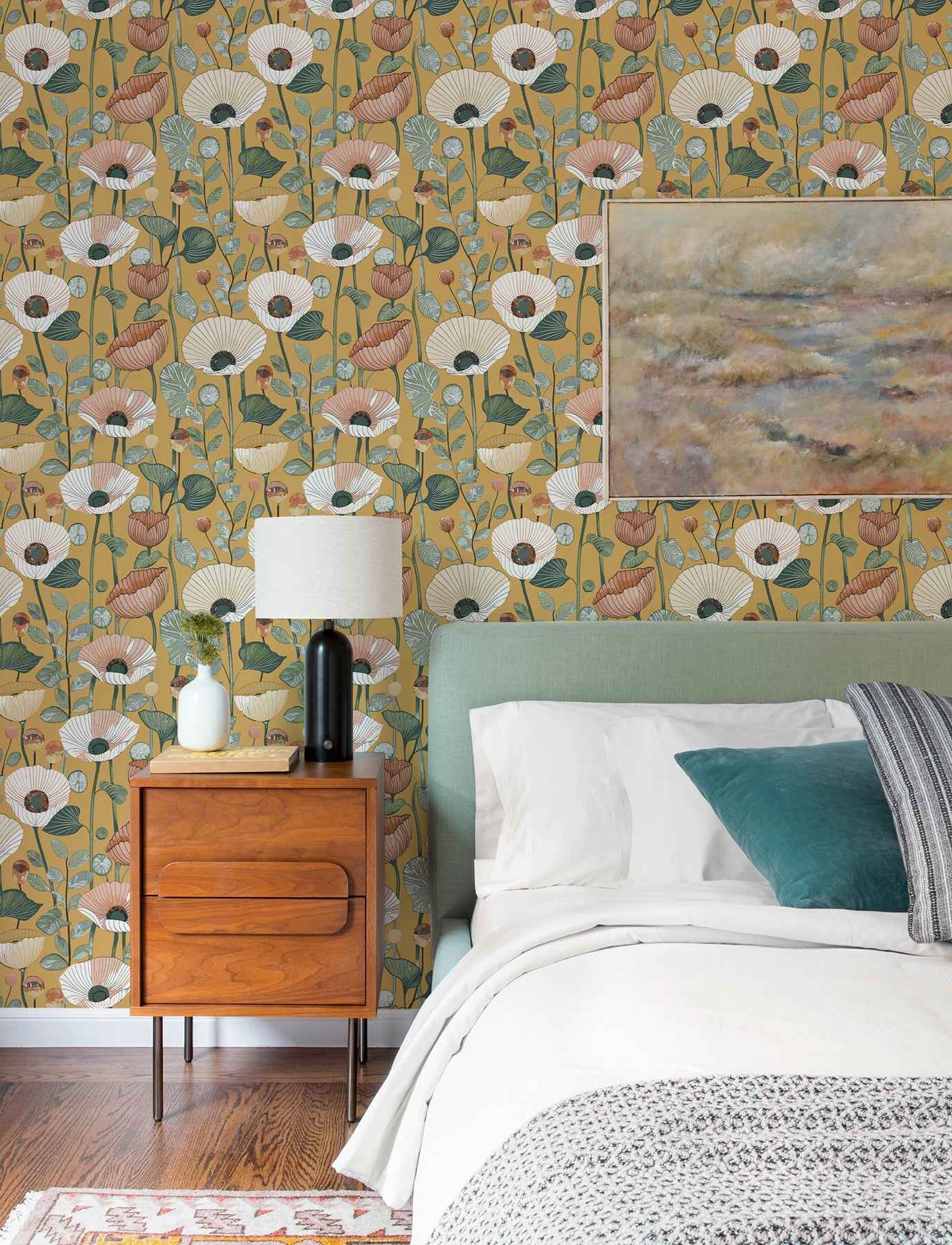Mindra Mustard Floral Trail Wallpaper - York Wallcoverings - 4197-27873 - York Wallcoverings Wallpaper