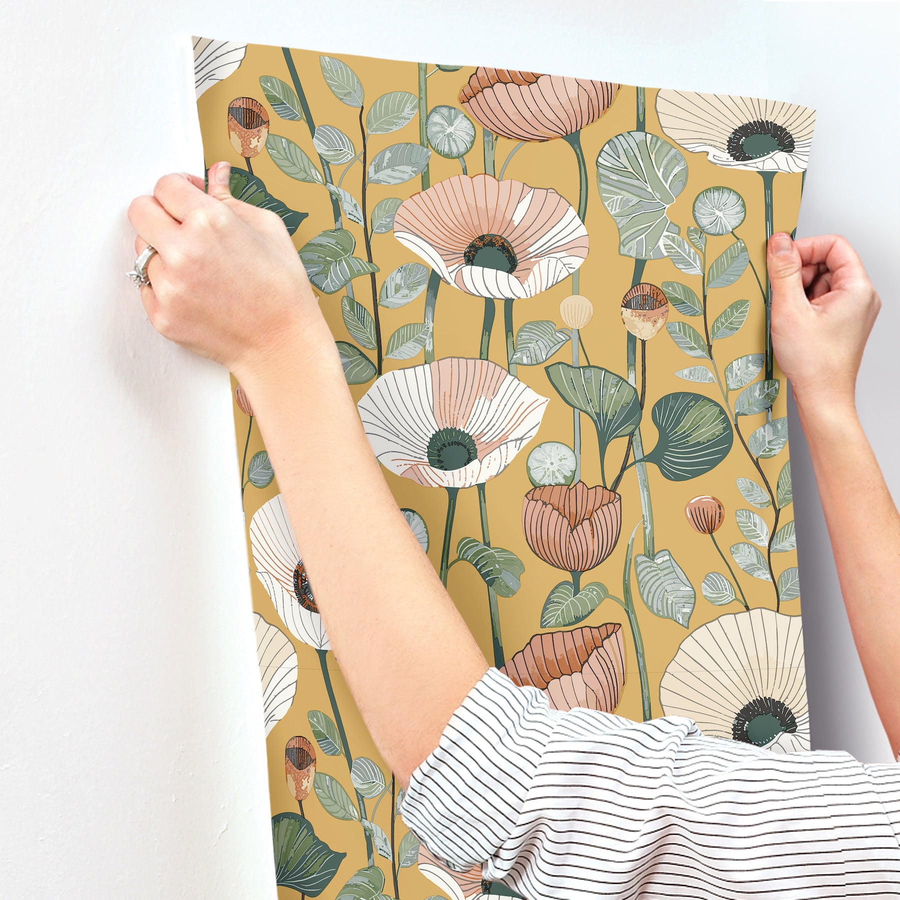 mindra-mustard-floral-trail-wallpaper-york-wallcoverings-4197-27873 - York Wallcoverings Wallpaper