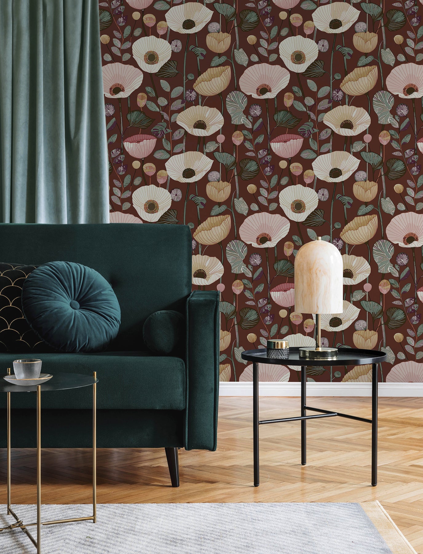 mindra-maroon-floral-trail-wallpaper-york-wallcoverings-4197-27874 - York Wallcoverings Wallpaper