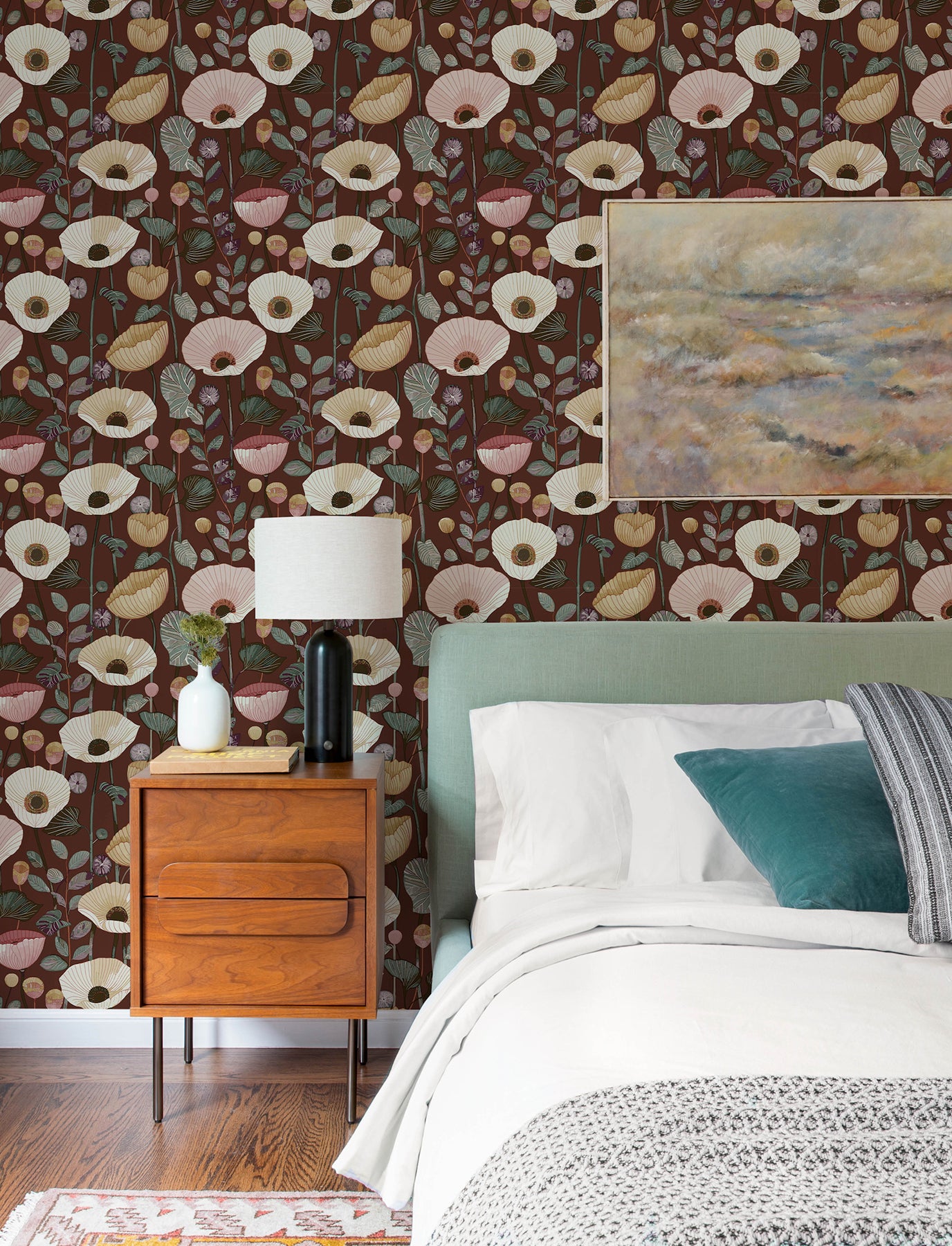 mindra-maroon-floral-trail-wallpaper-york-wallcoverings-4197-27874 - York Wallcoverings Wallpaper