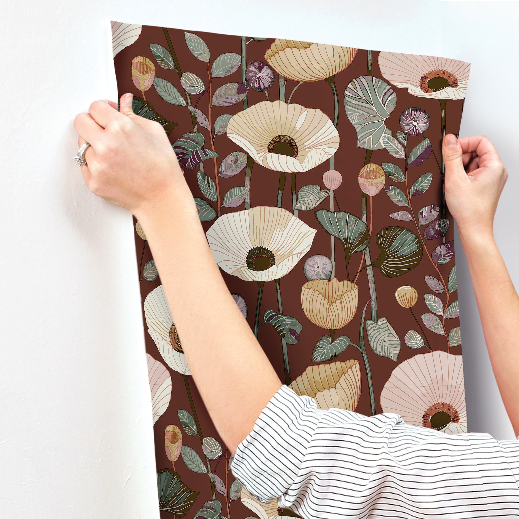 mindra-maroon-floral-trail-wallpaper-york-wallcoverings-4197-27874 - York Wallcoverings Wallpaper