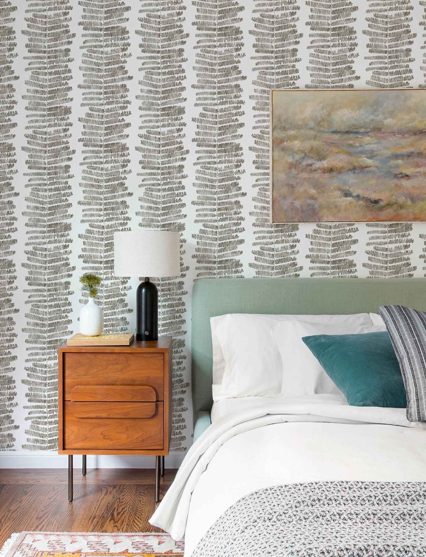 Lumis Grey Fern Stripe Wallpaper - York Wallcoverings - 4197-27879 - York Wallcoverings Wallpaper