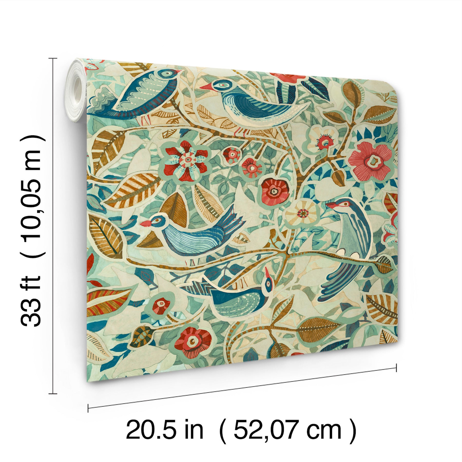 manette-turquoise-birds-in-the-bush-wallpaper-york-wallcoverings-4197-27884 - York Wallcoverings Wallpaper