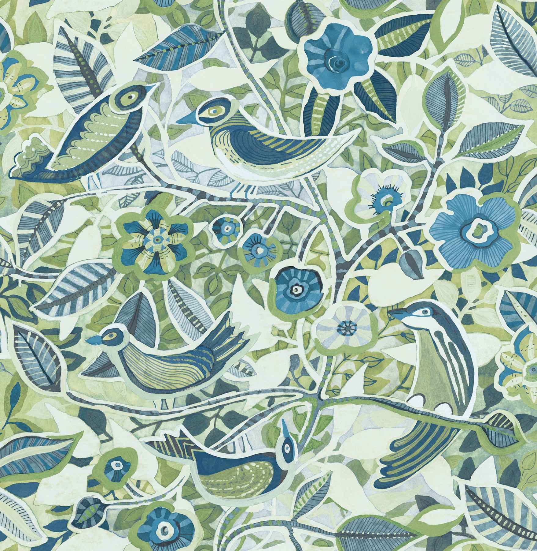 Manette Green Birds in the Bush Wallpaper - York Wallcoverings - 4197-27885 - York Wallcoverings Wallpaper