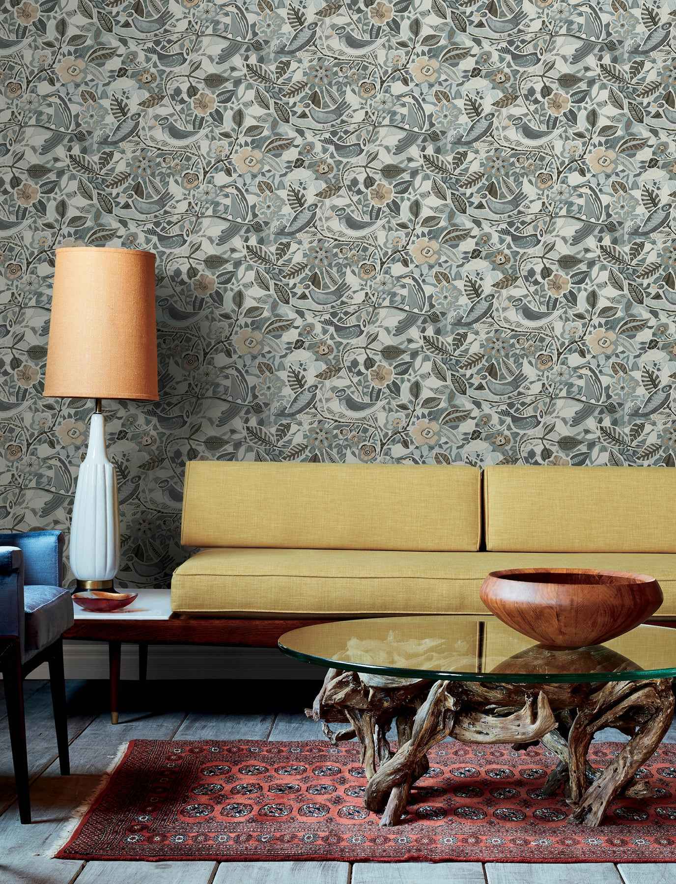 Manette Slate Birds in the Bush Wallpaper - York Wallcoverings - 4197-27886 - York Wallcoverings Wallpaper
