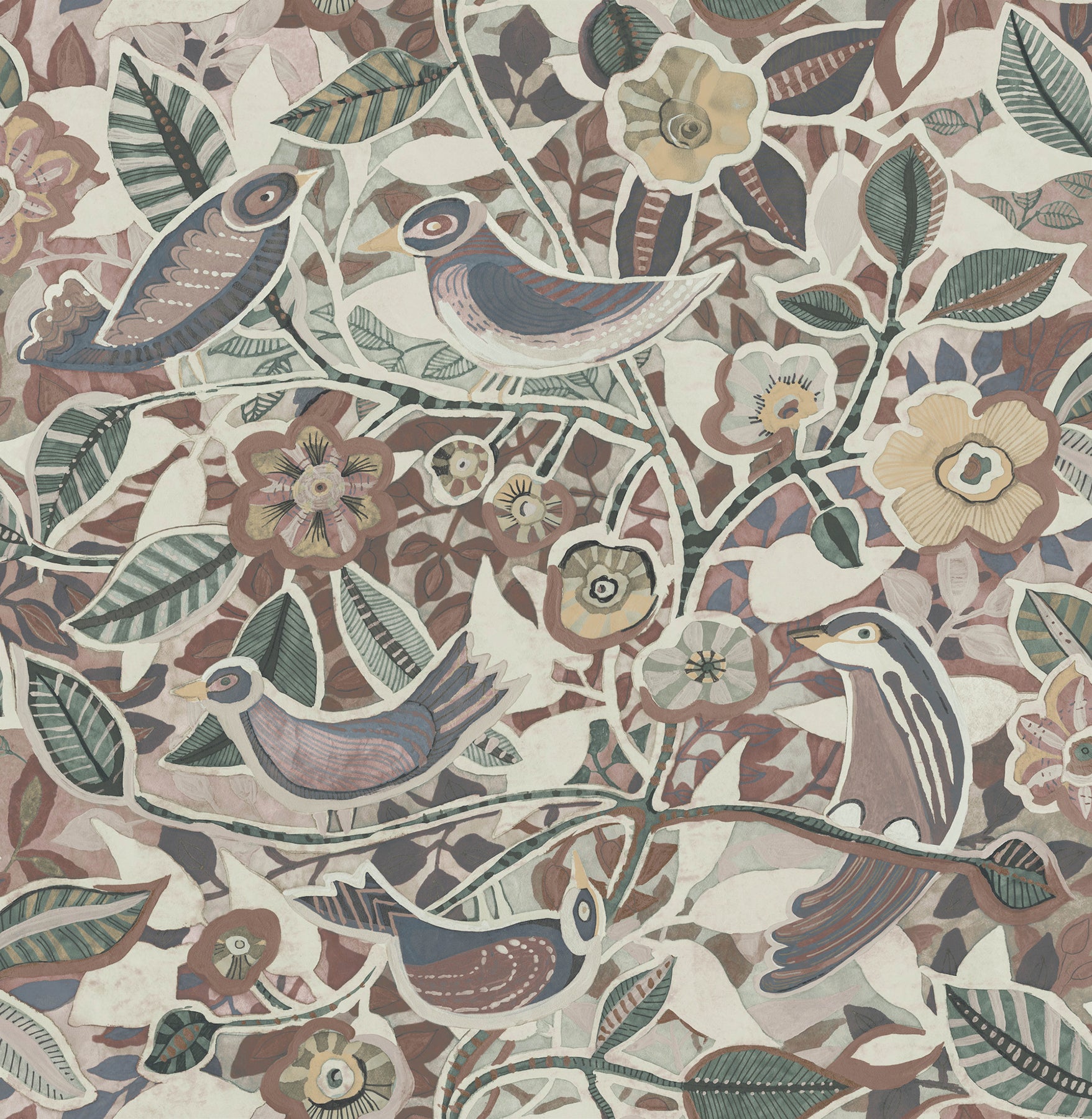 manette-plum-birds-in-the-bush-wallpaper-york-wallcoverings-4197-27887 - York Wallcoverings Wallpaper
