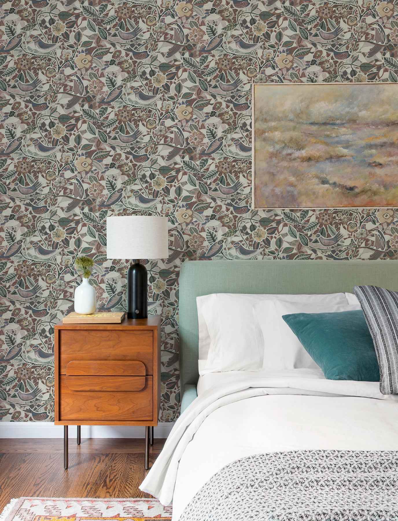 Manette Plum Birds in the Bush Wallpaper - York Wallcoverings - 4197-27887 - York Wallcoverings Wallpaper