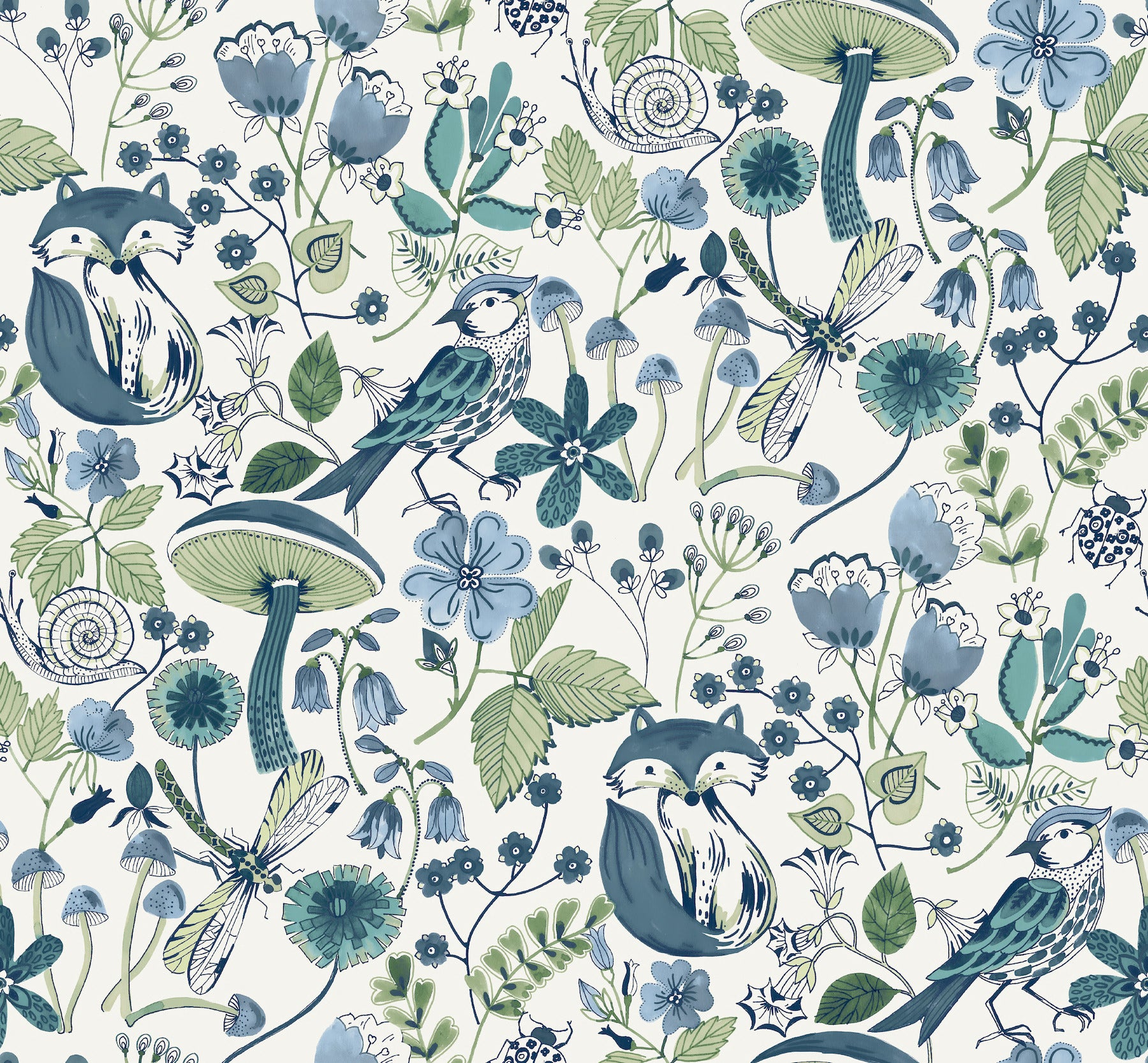 wonder-teal-woodland-animals-wallpaper-york-wallcoverings-4197-83759 - York Wallcoverings Wallpaper