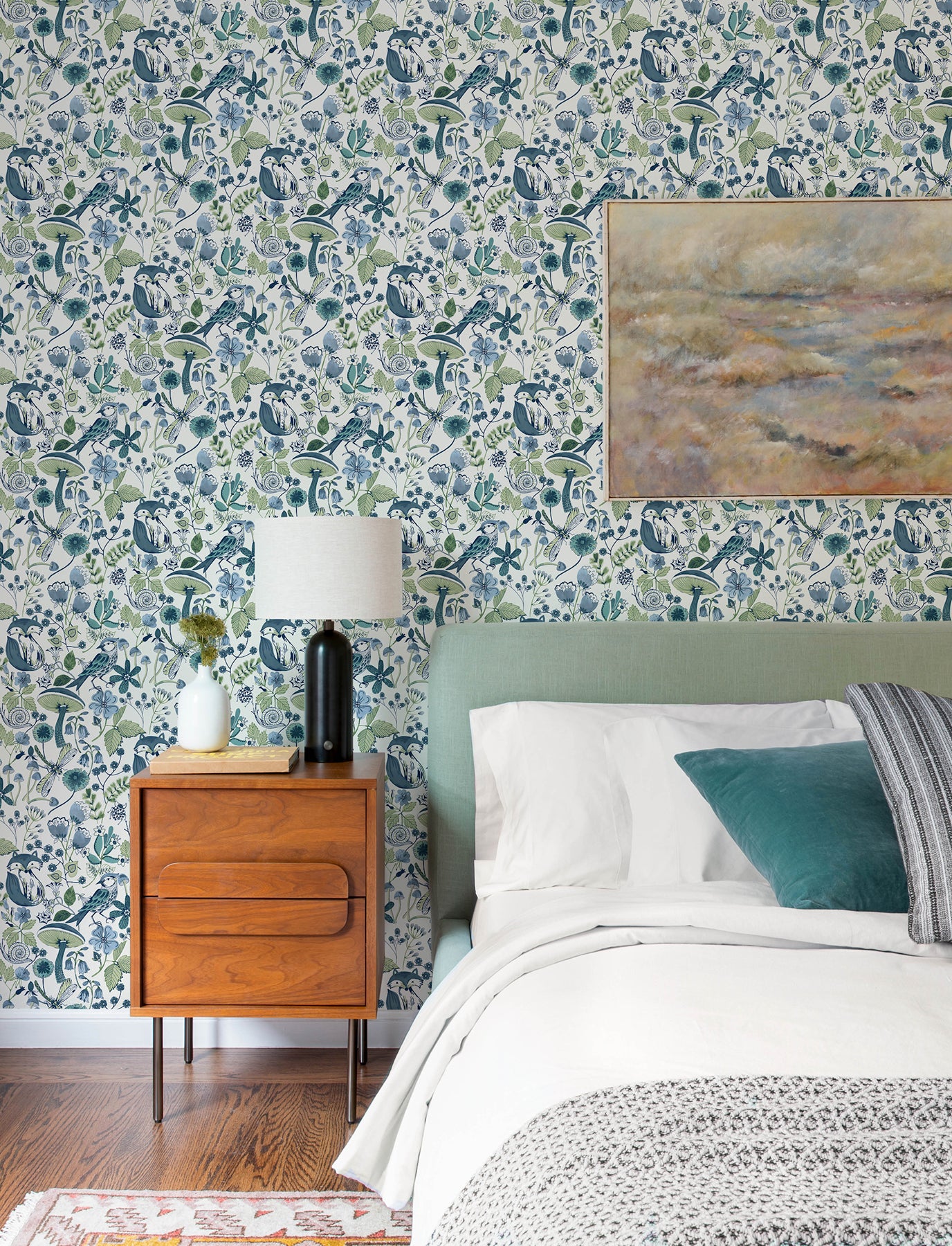 wonder-teal-woodland-animals-wallpaper-york-wallcoverings-4197-83759 - York Wallcoverings Wallpaper