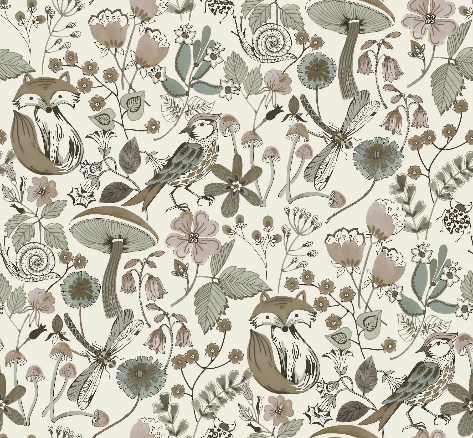 wonder-chocolate-woodland-animals-wallpaper-york-wallcoverings-4197-83762 - York Wallcoverings Wallpaper