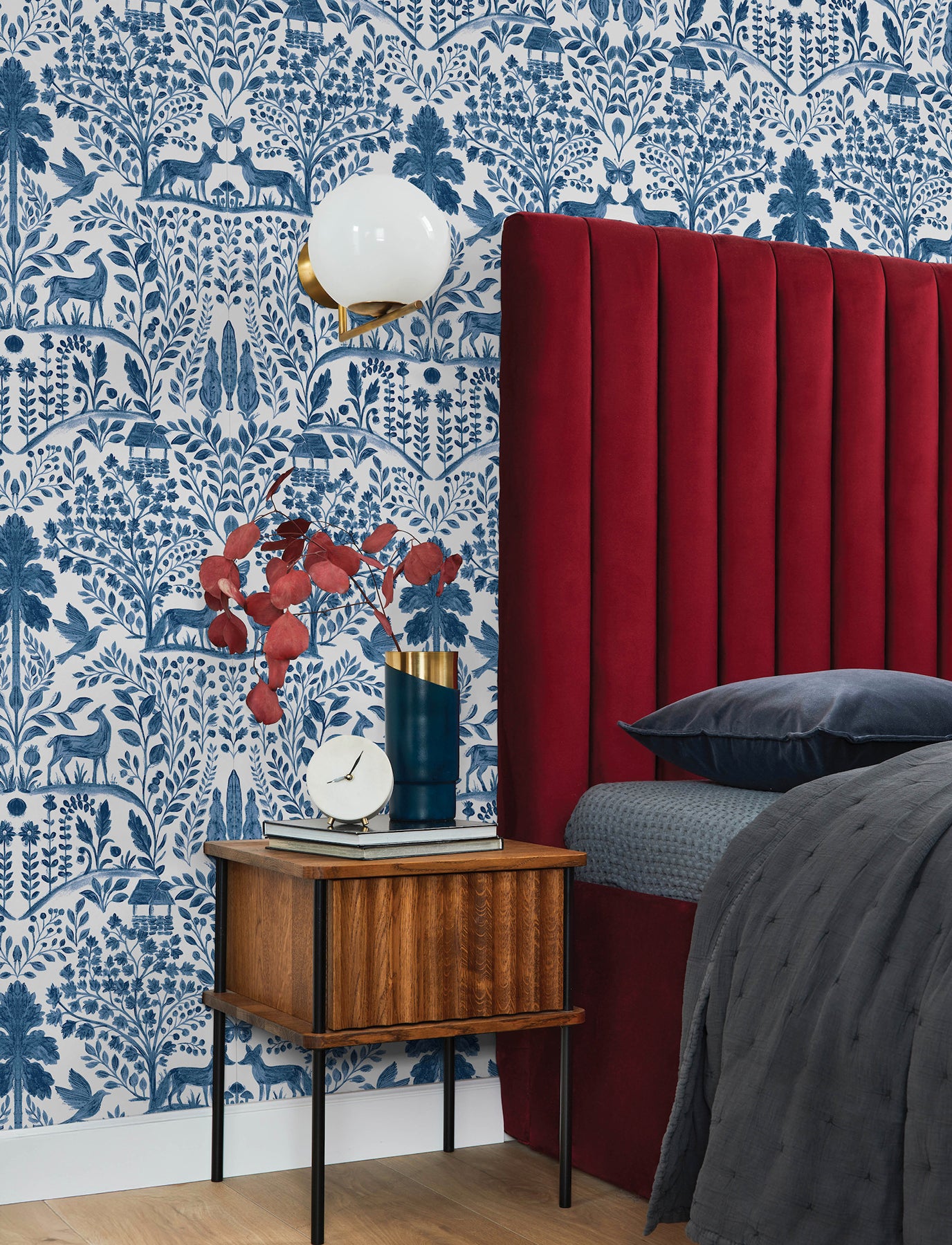 anoki-blue-scenic-woodlands-wallpaper-york-wallcoverings-4197-84003 - York Wallcoverings Wallpaper