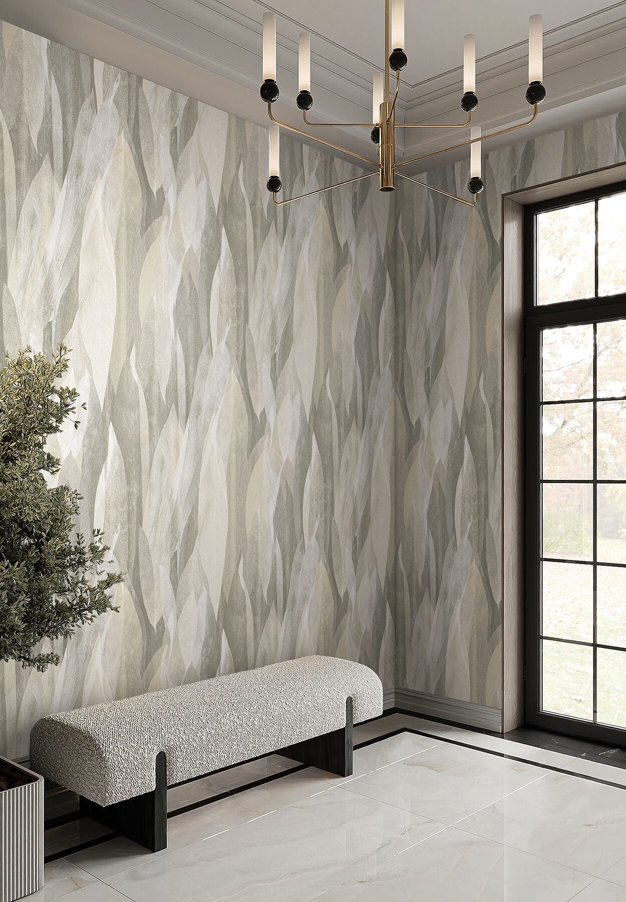 shimmering-canopy-neutral-botanical-wallpaper-york-wallcoverings-cod0602 - York Wallcoverings Wallpaper