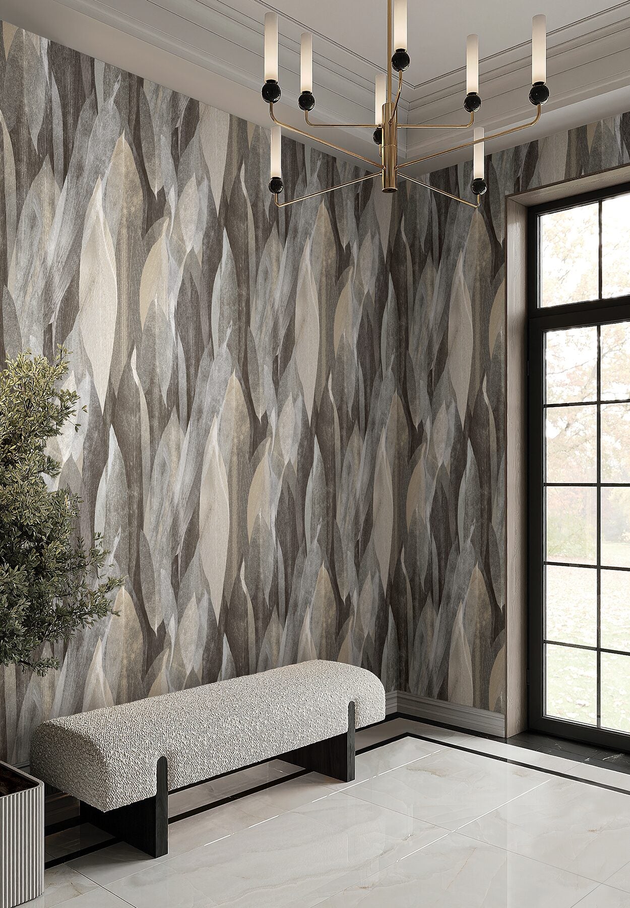 shimmering-canopy-charcoal-botanical-wallpaper-york-wallcoverings-cod0603 - York Wallcoverings Wallpaper