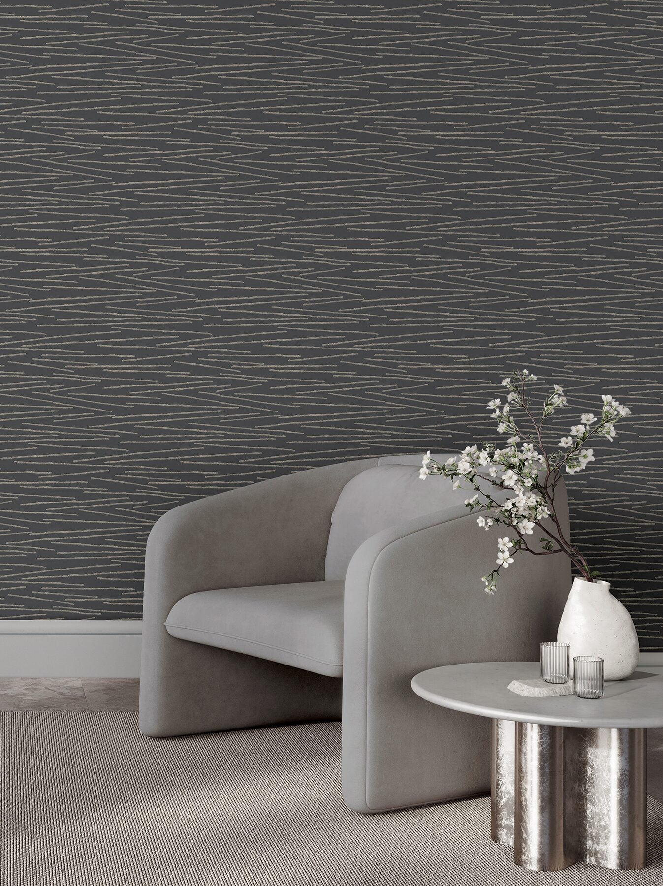 foundations-charcoal-striated-wallpaper-york-wallcoverings-cod0624 - York Wallcoverings Wallpaper