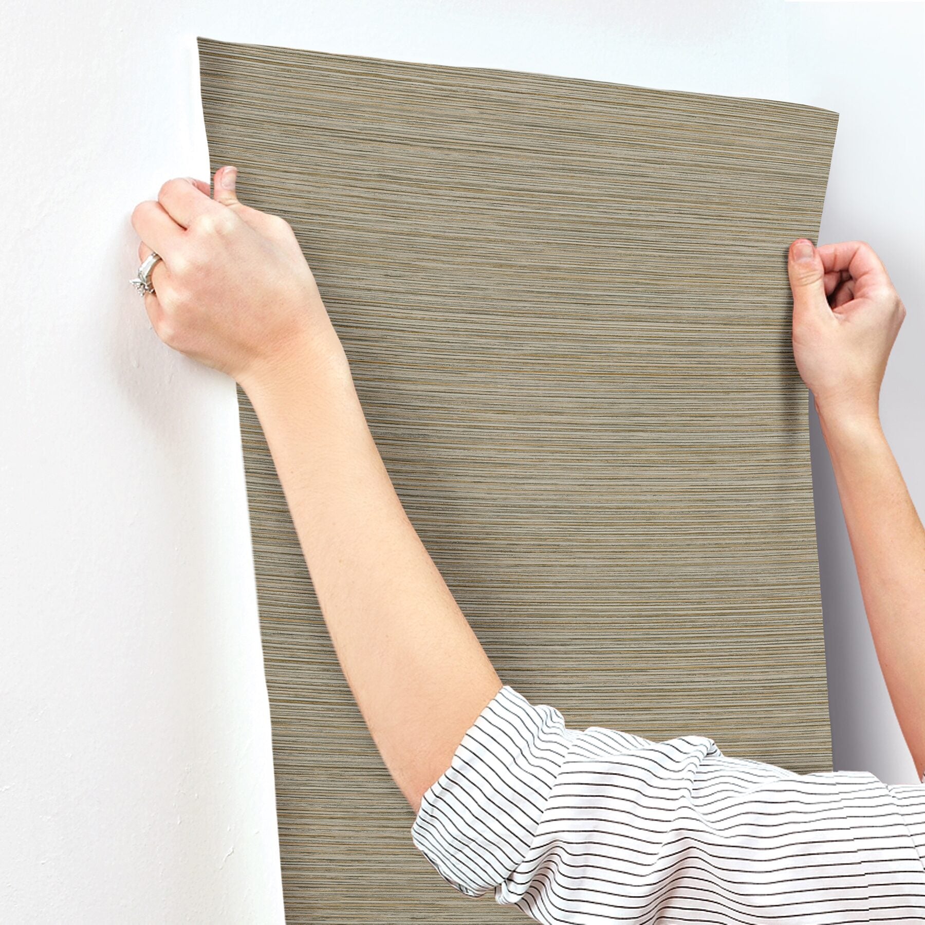 stacked-bamboo-light-brown-stripe-wallpaper-york-wallcoverings-cod0638n - York Wallcoverings Wallpaper