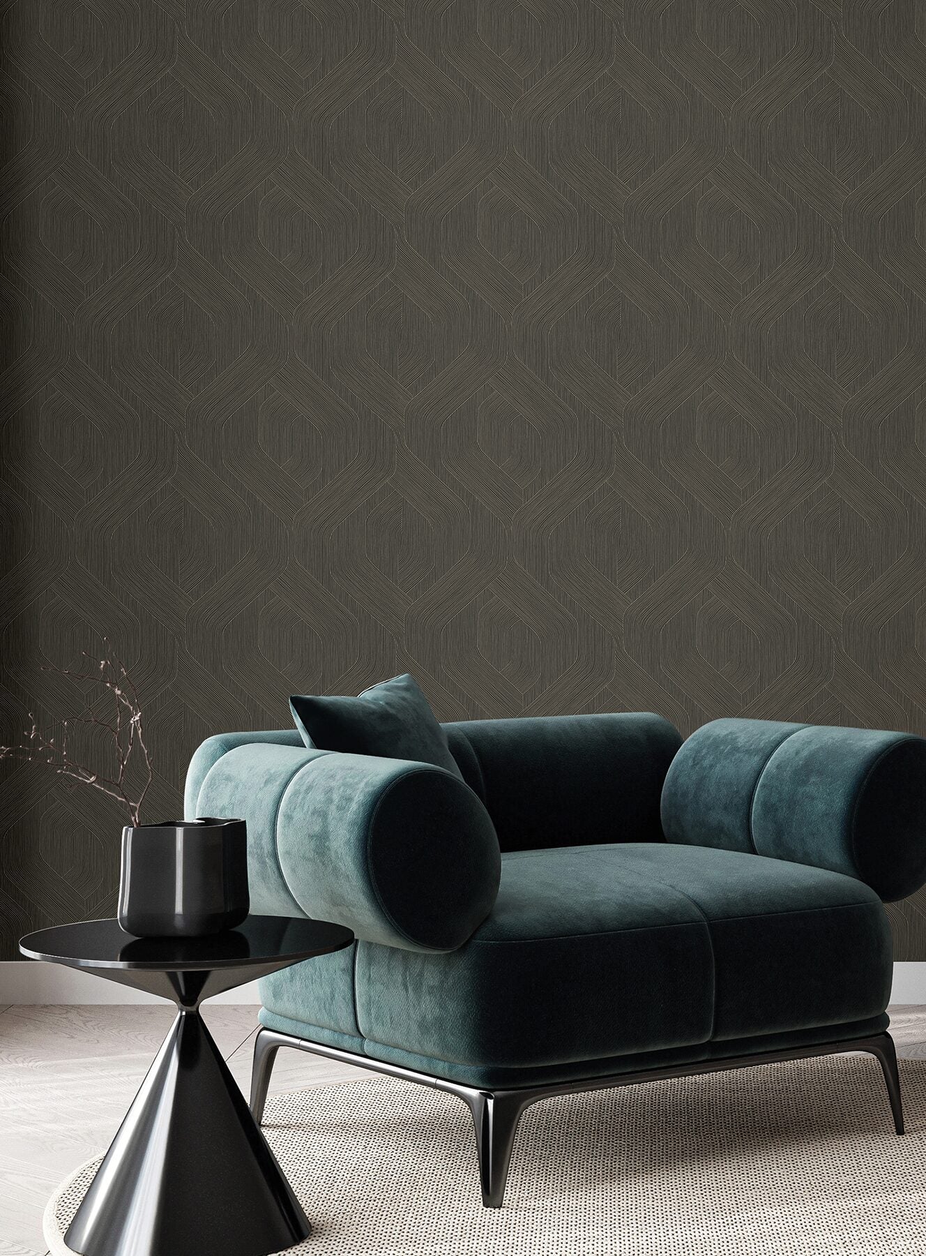 infinity-chocolate-ogee-wallpaper-york-wallcoverings-cod0639 - York Wallcoverings Wallpaper