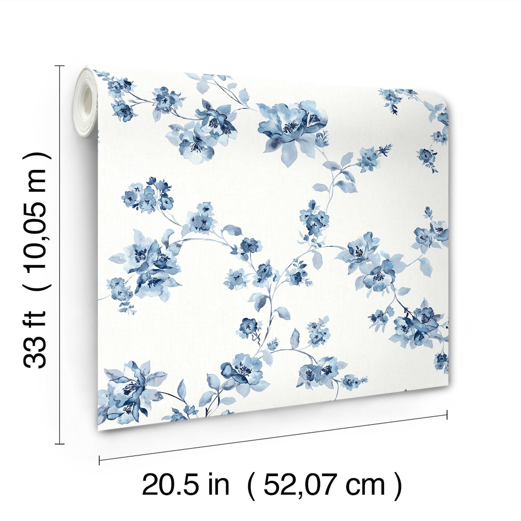 festival-floral-blue-trailing-wallpaper-york-wallcoverings-4199-24481 - York Wallcoverings Wallpaper