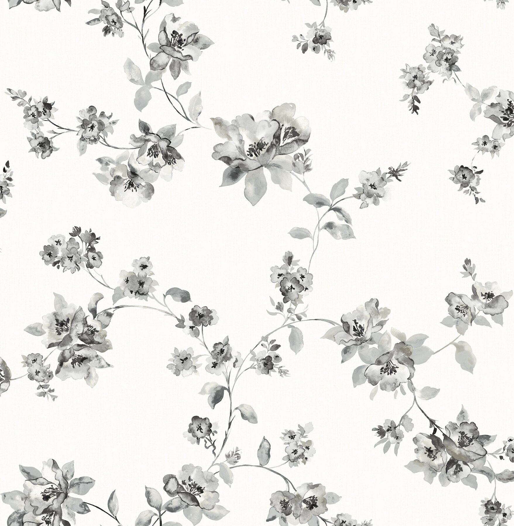 festival-floral-charcoal-trailing-wallpaper-york-wallcoverings-4199-24482 - York Wallcoverings Wallpaper