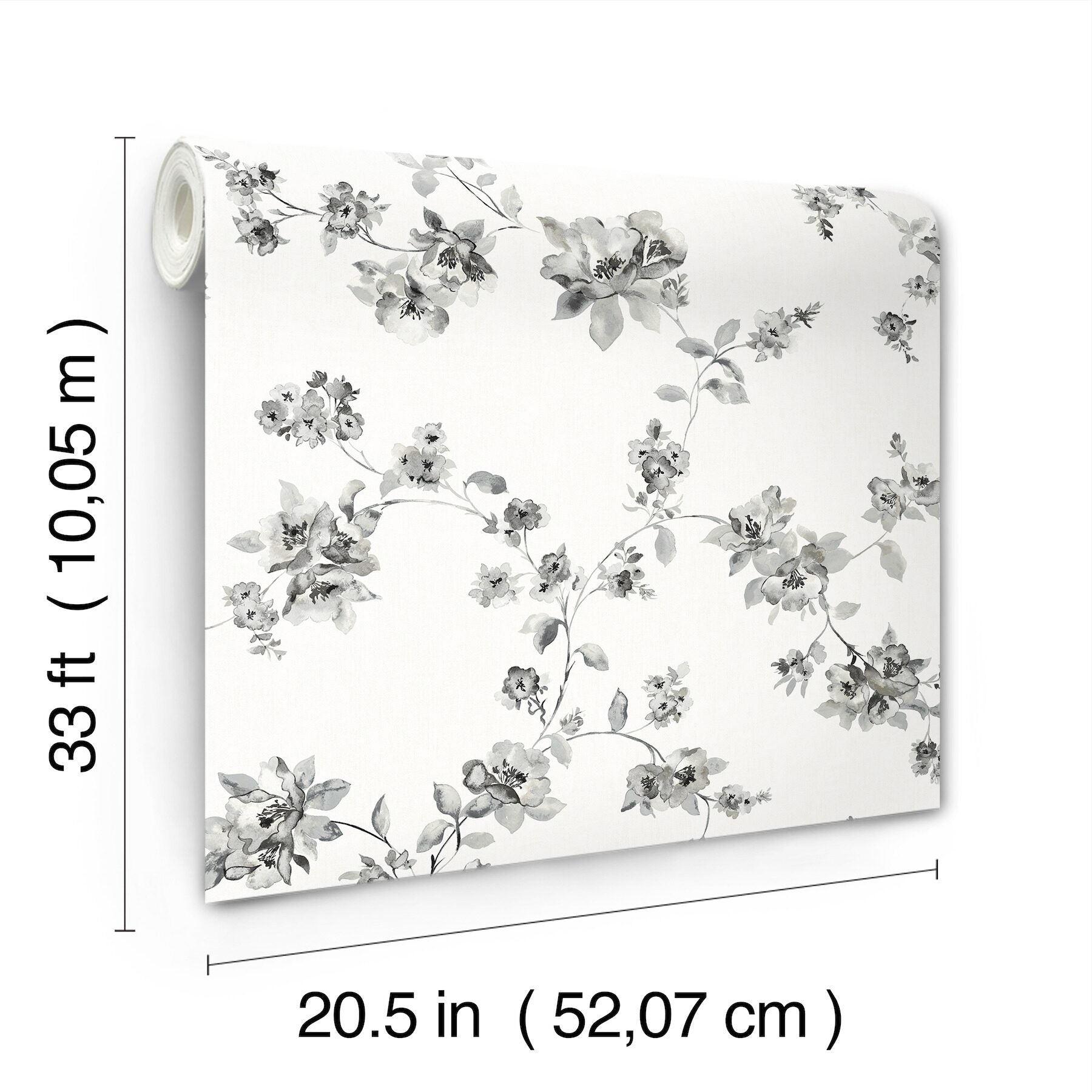 festival-floral-charcoal-trailing-wallpaper-york-wallcoverings-4199-24482 - York Wallcoverings Wallpaper
