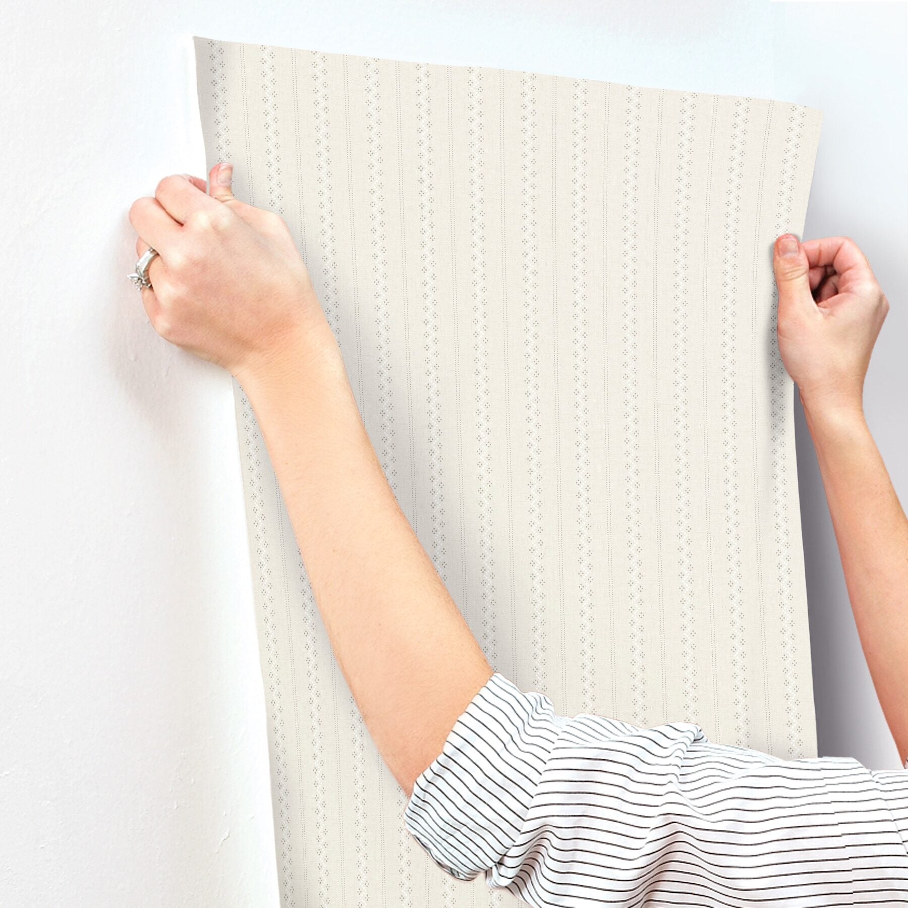 curtis-beige-embellished-stripe-wallpaper-york-wallcoverings-4199-27782 - York Wallcoverings Wallpaper