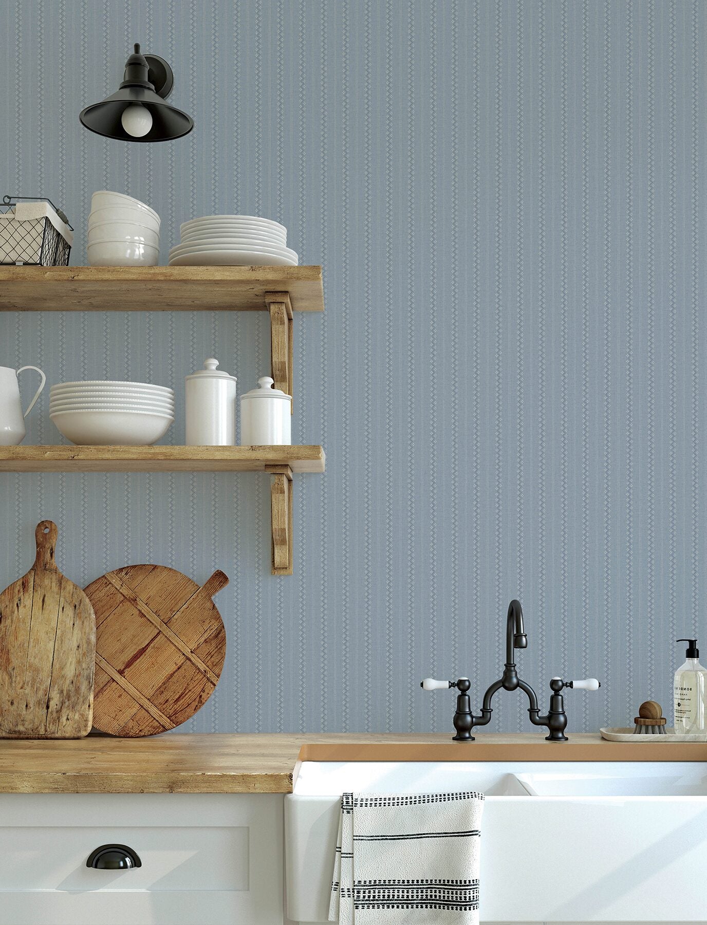 curtis-blue-embellished-stripe-wallpaper-york-wallcoverings-4199-27783 - York Wallcoverings Wallpaper