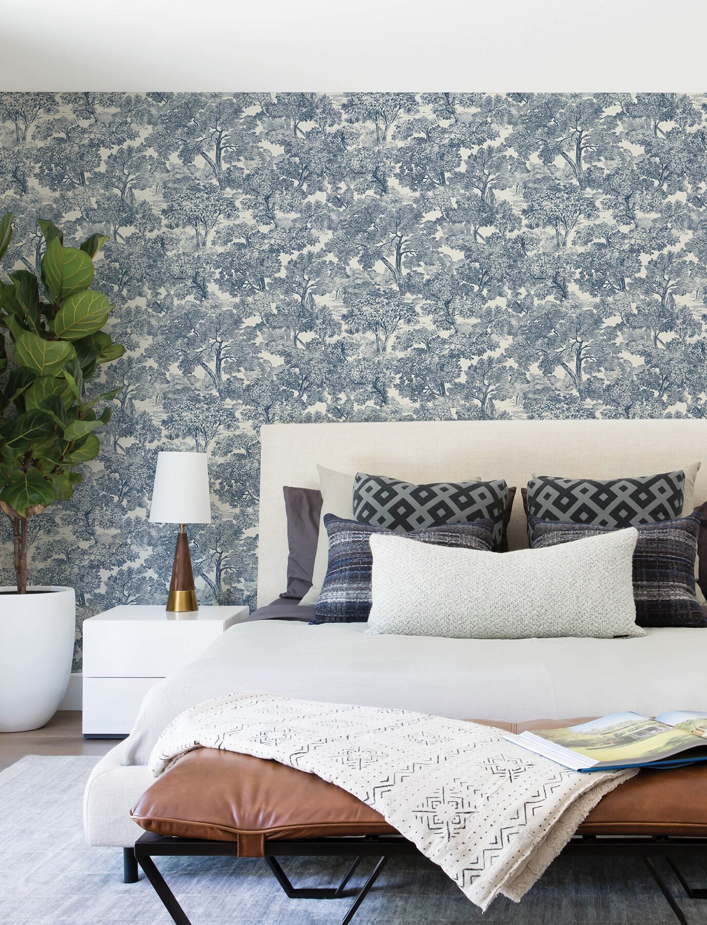 spinney-blue-toile-wallpaper-york-wallcoverings-4199-72559 - York Wallcoverings Wallpaper