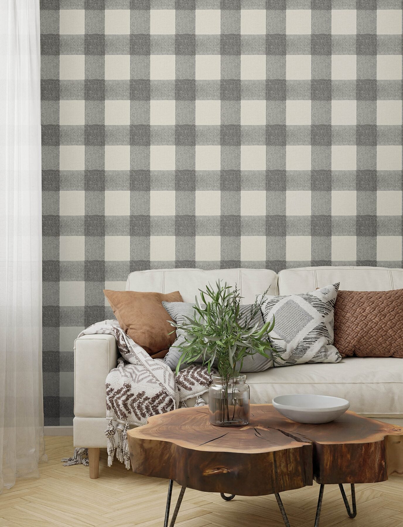 thorpe-charcoal-plaid-wallpaper-york-wallcoverings-4199-83421 - York Wallcoverings Wallpaper