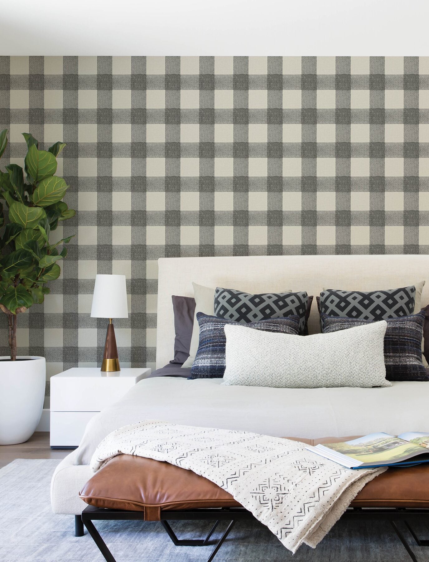 thorpe-charcoal-plaid-wallpaper-york-wallcoverings-4199-83421 - York Wallcoverings Wallpaper