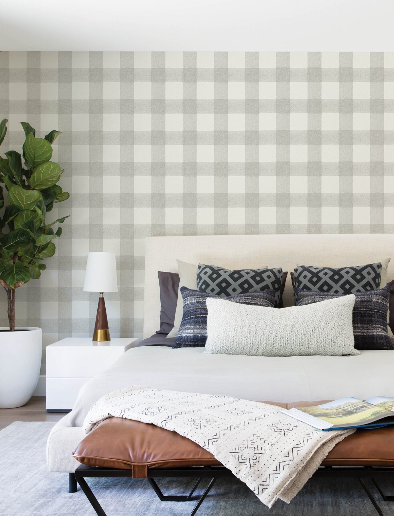 thorpe-light-grey-plaid-wallpaper-york-wallcoverings-4199-83422 - York Wallcoverings Wallpaper