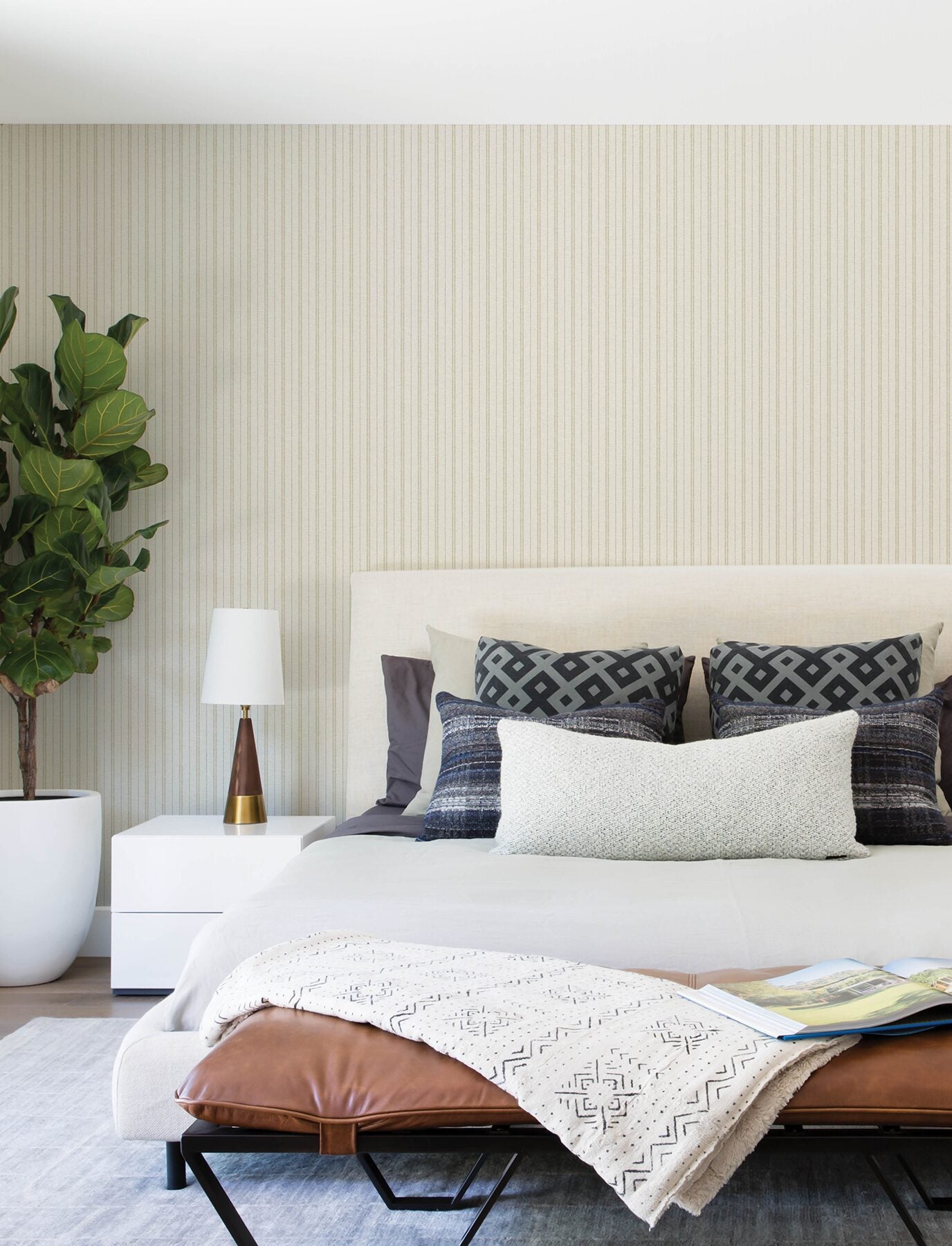 harville-beige-double-stripe-wallpaper-york-wallcoverings-4199-83427 - York Wallcoverings Wallpaper